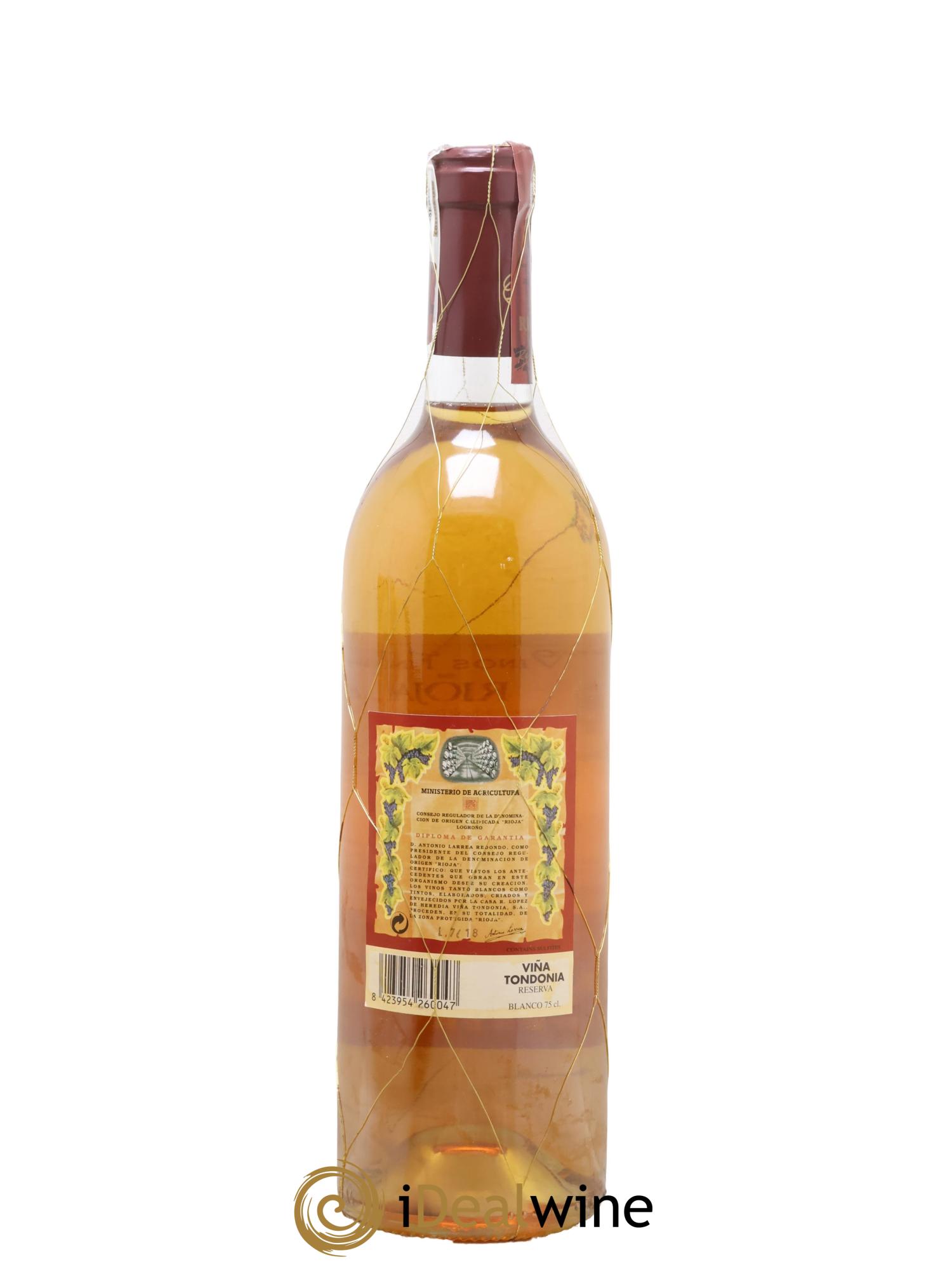 Rioja DOCA Reserva Vina Tondonia R. Lopez de Heredia 1990 - Lot de 1 bouteille - 1