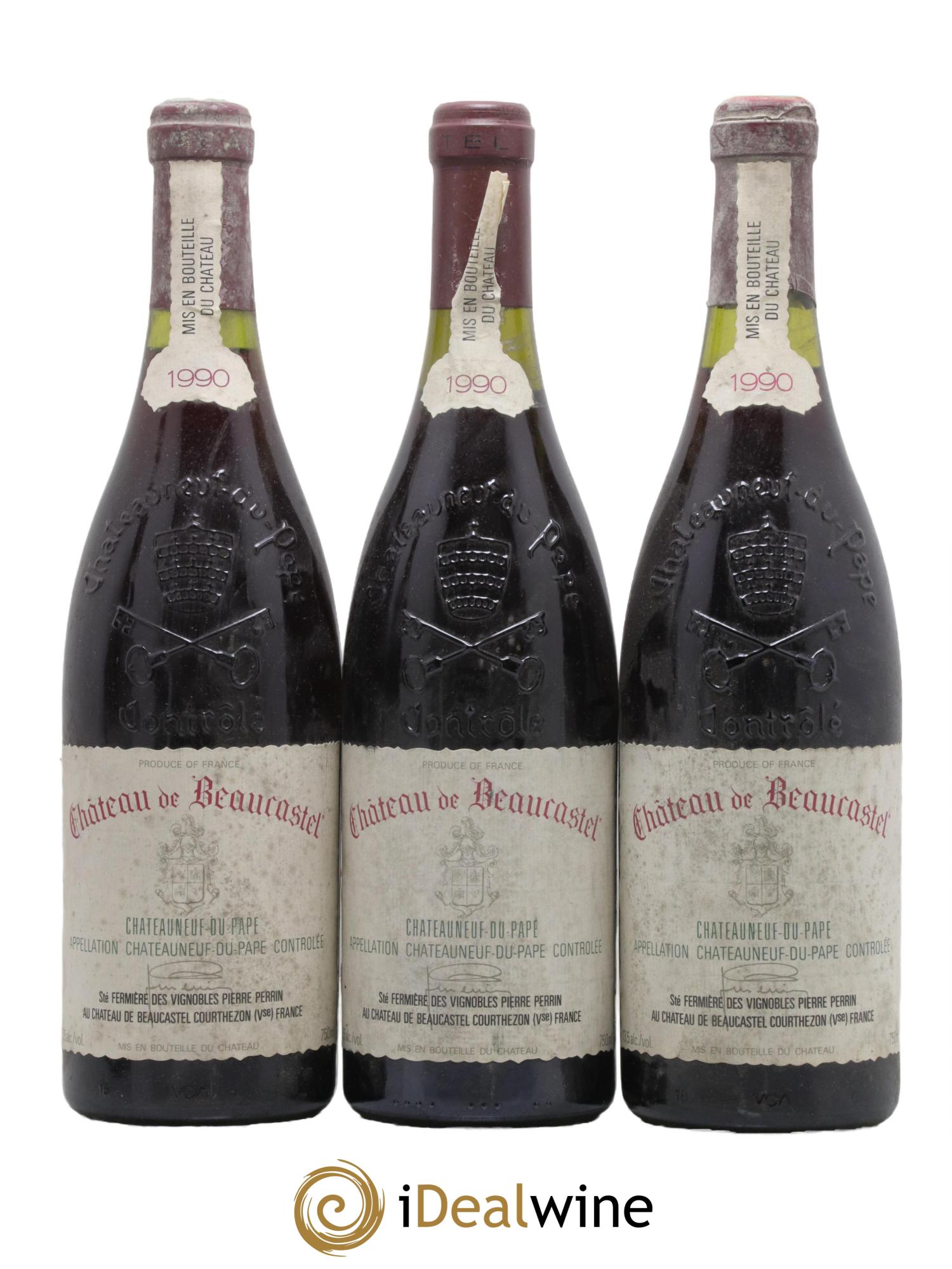 Châteauneuf-du-Pape Château de Beaucastel Famille Perrin 1990 - Lot de 3 bouteilles - 0
