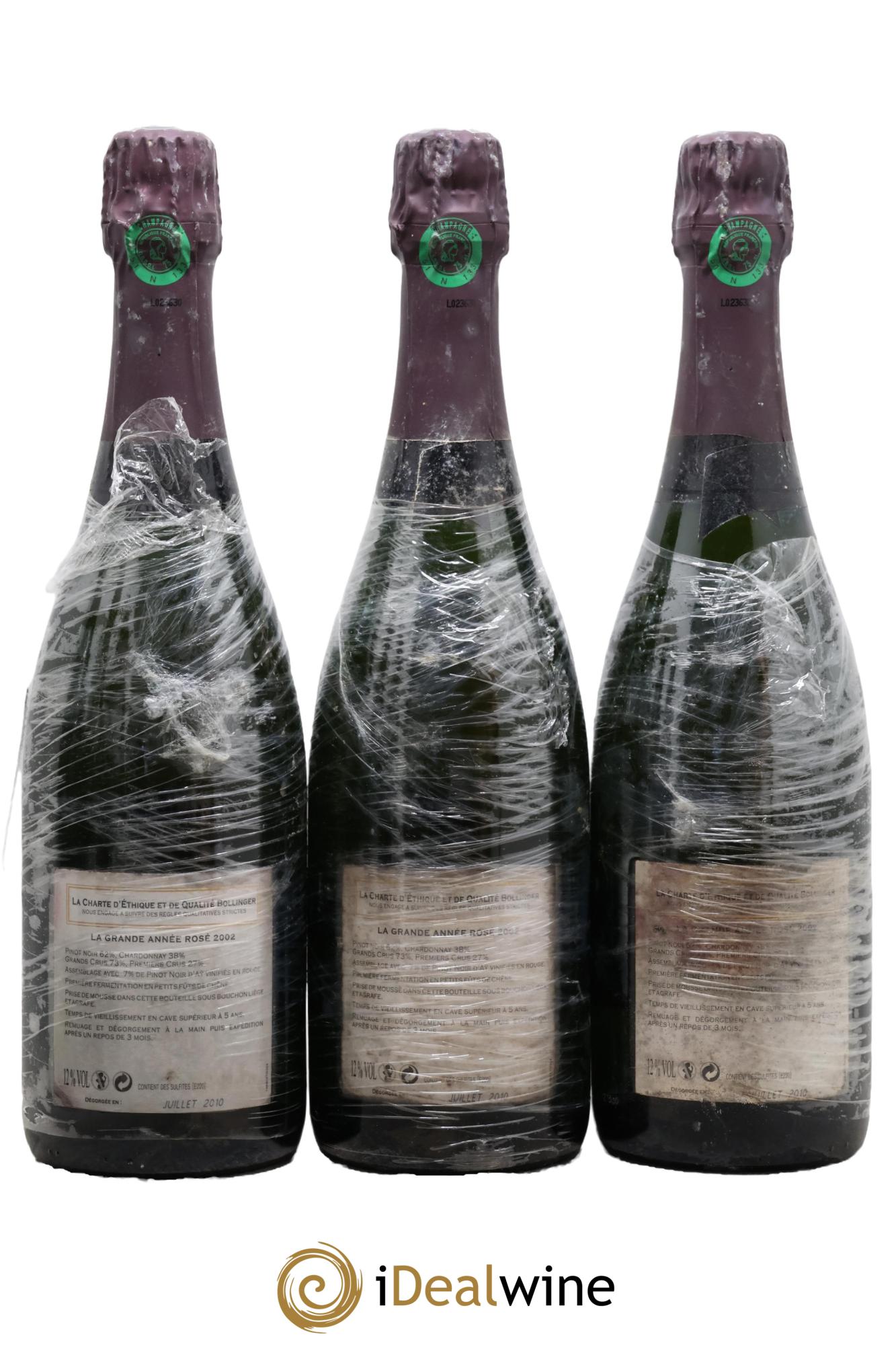 Grande Année Brut Bollinger 2002 - Lot of 3 bottles - 1