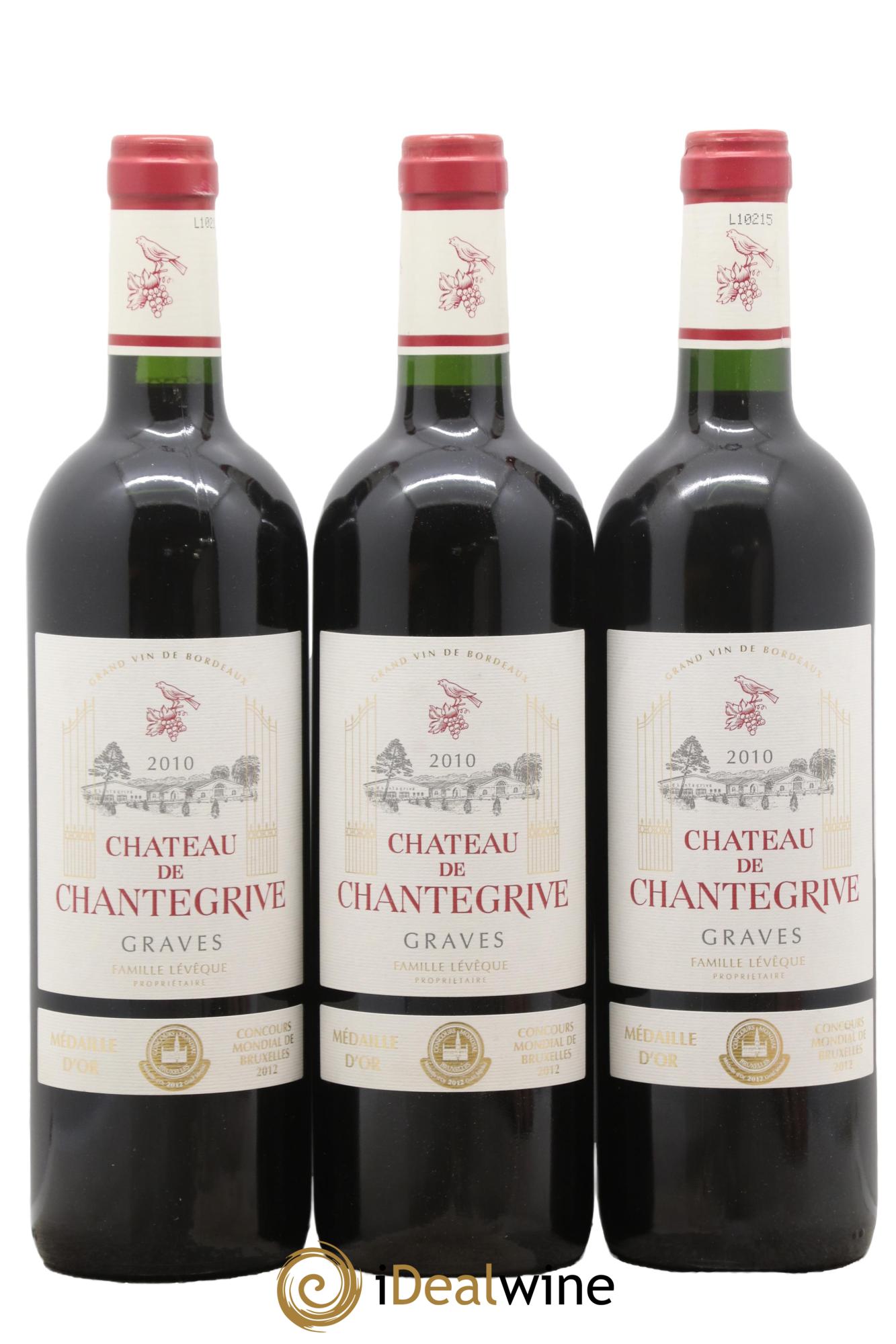 Château de Chantegrive 2010 - Lot of 3 bottles - 0