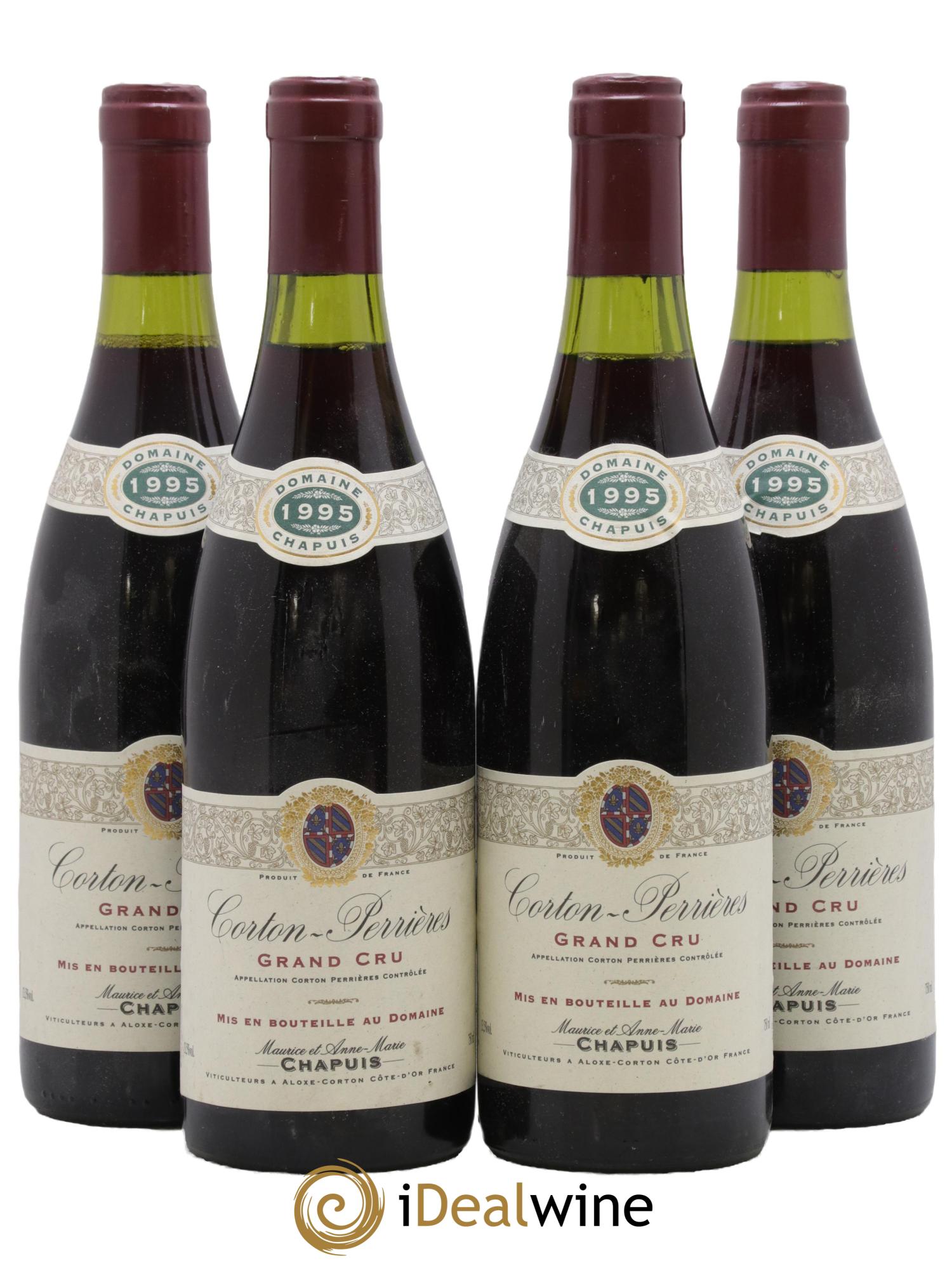 Corton Grand Cru Perrières Chapuis 1995 - Lot de 4 bouteilles - 0