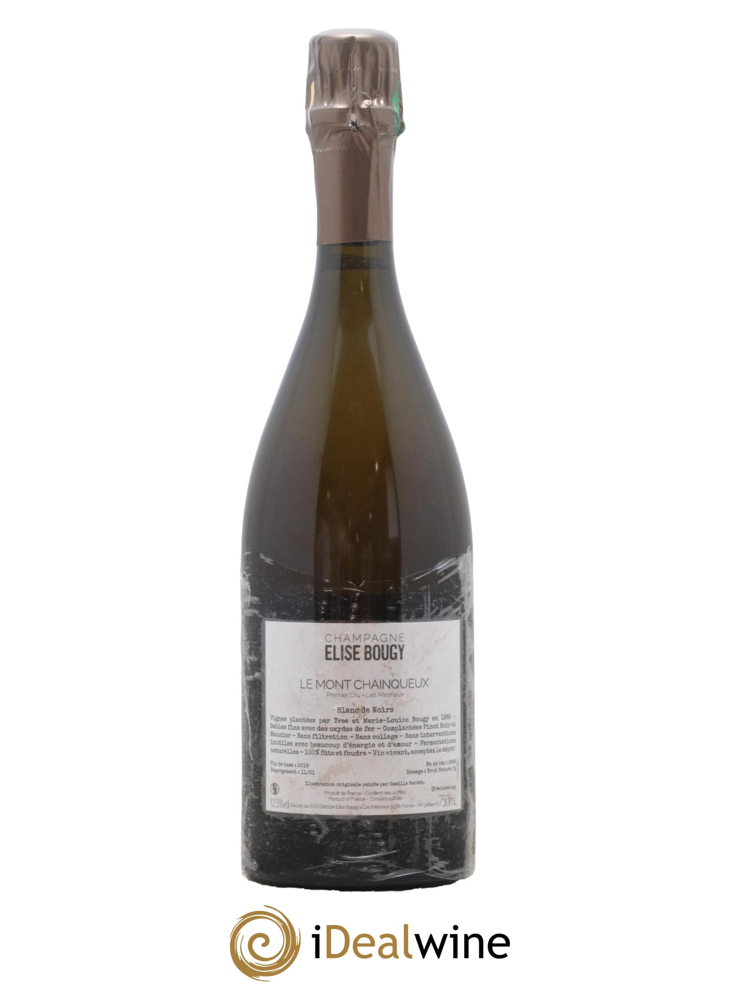 Champagne Brut Nature Blanc de Noirs 1er Cru Le Mont Chainqueux Les Mesneux Elise Bougy - Lot de 1 bouteille - 1