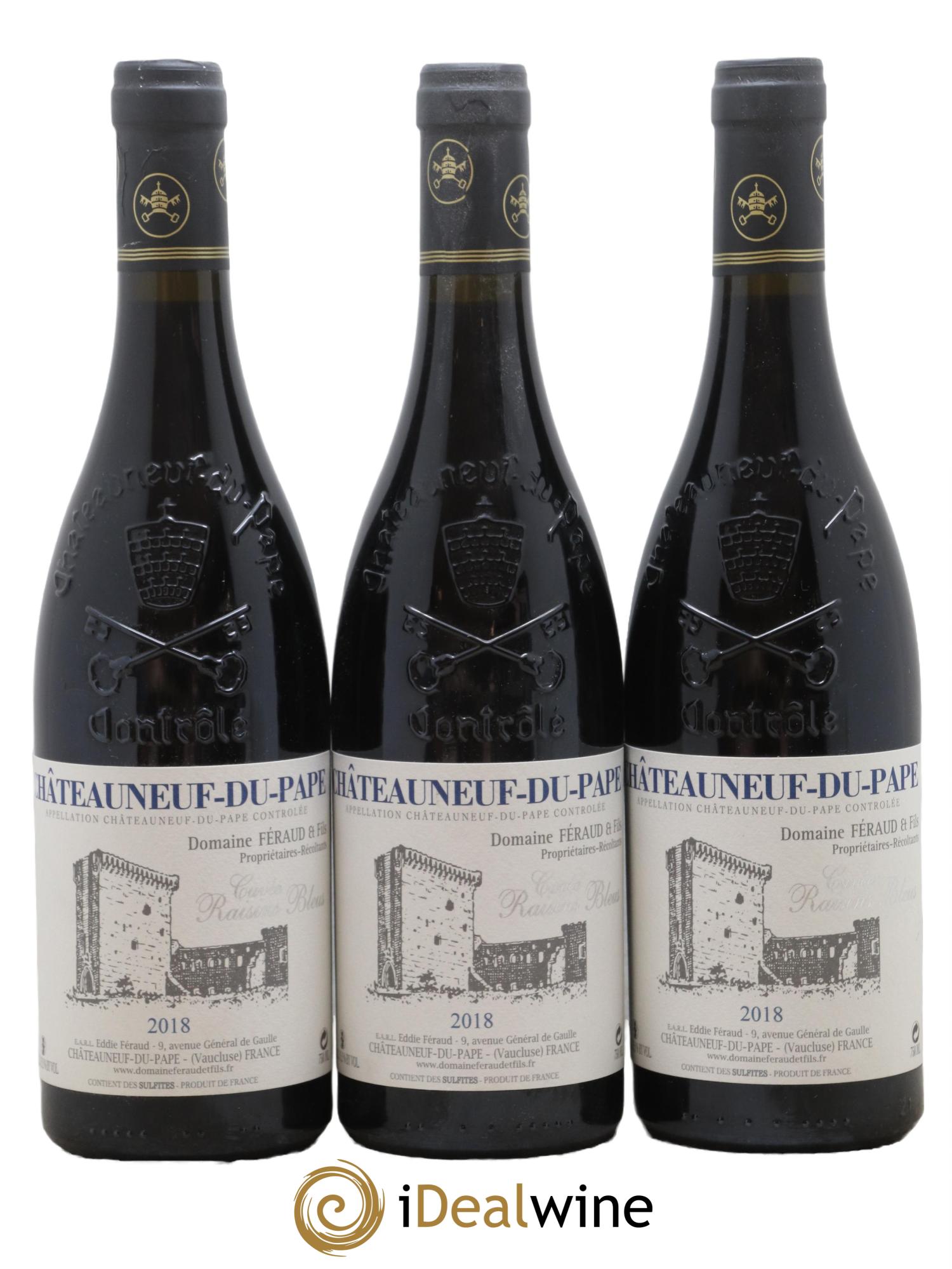 Châteauneuf-du-Pape Cuvée Raisins Bleus Eddie Féraud 2018 - Lot de 3 bouteilles - 0