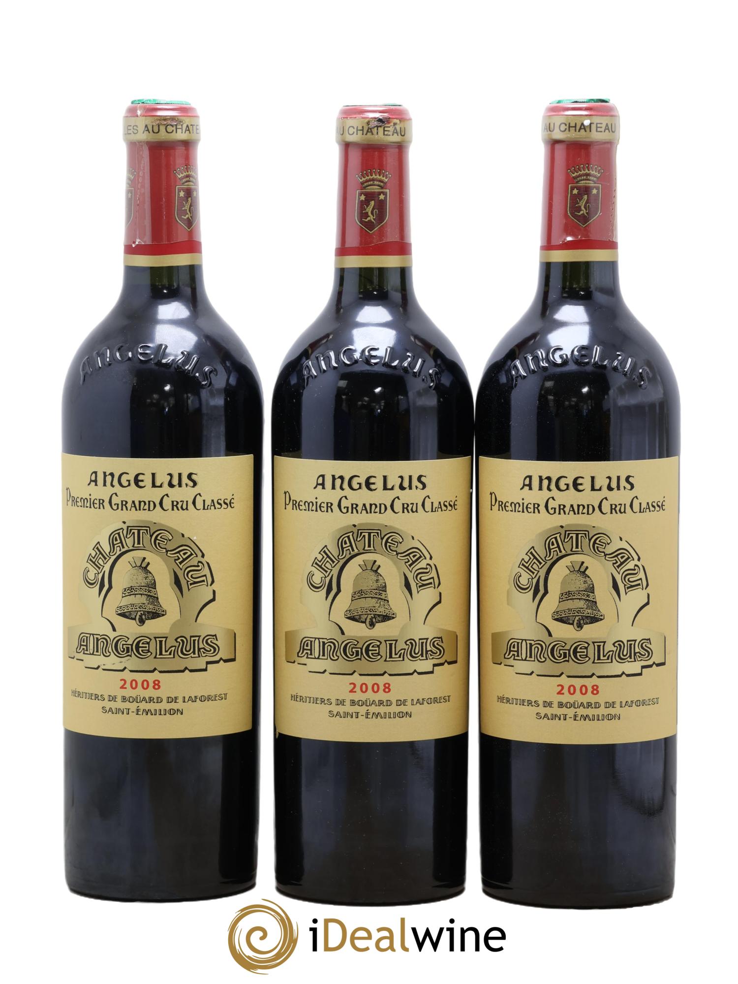 Château Angélus 1er Grand Cru Classé A 2008 - Lot of 3 bottles - 0