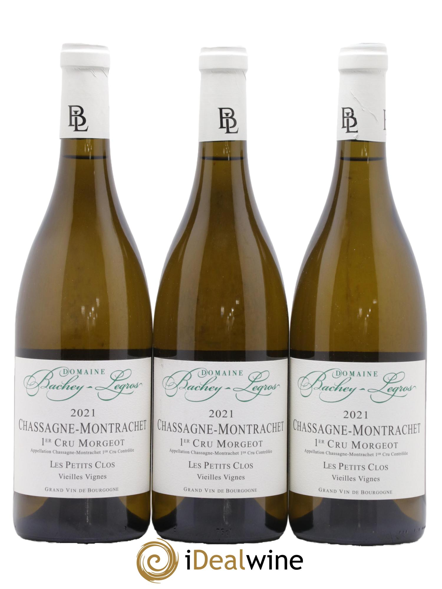 Chassagne-Montrachet 1er Cru Vieilles Vignes Morgeot Les Petits Clos Bachey-Legros 2021 - Lot de 3 bouteilles - 0