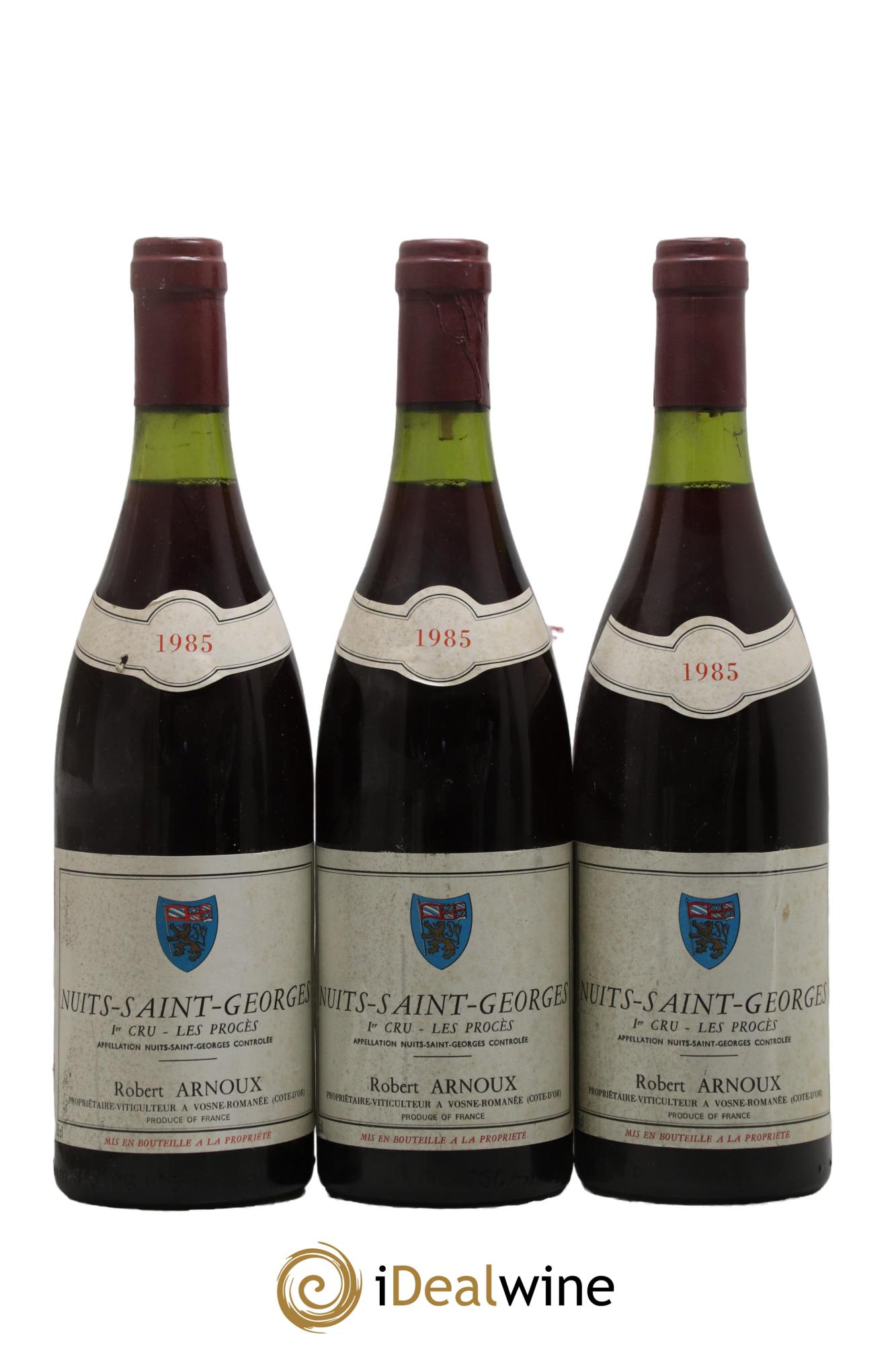 Nuits Saint-Georges 1er Cru Les Procès Robert Arnoux 1985 - Lot de 3 bouteilles - 0