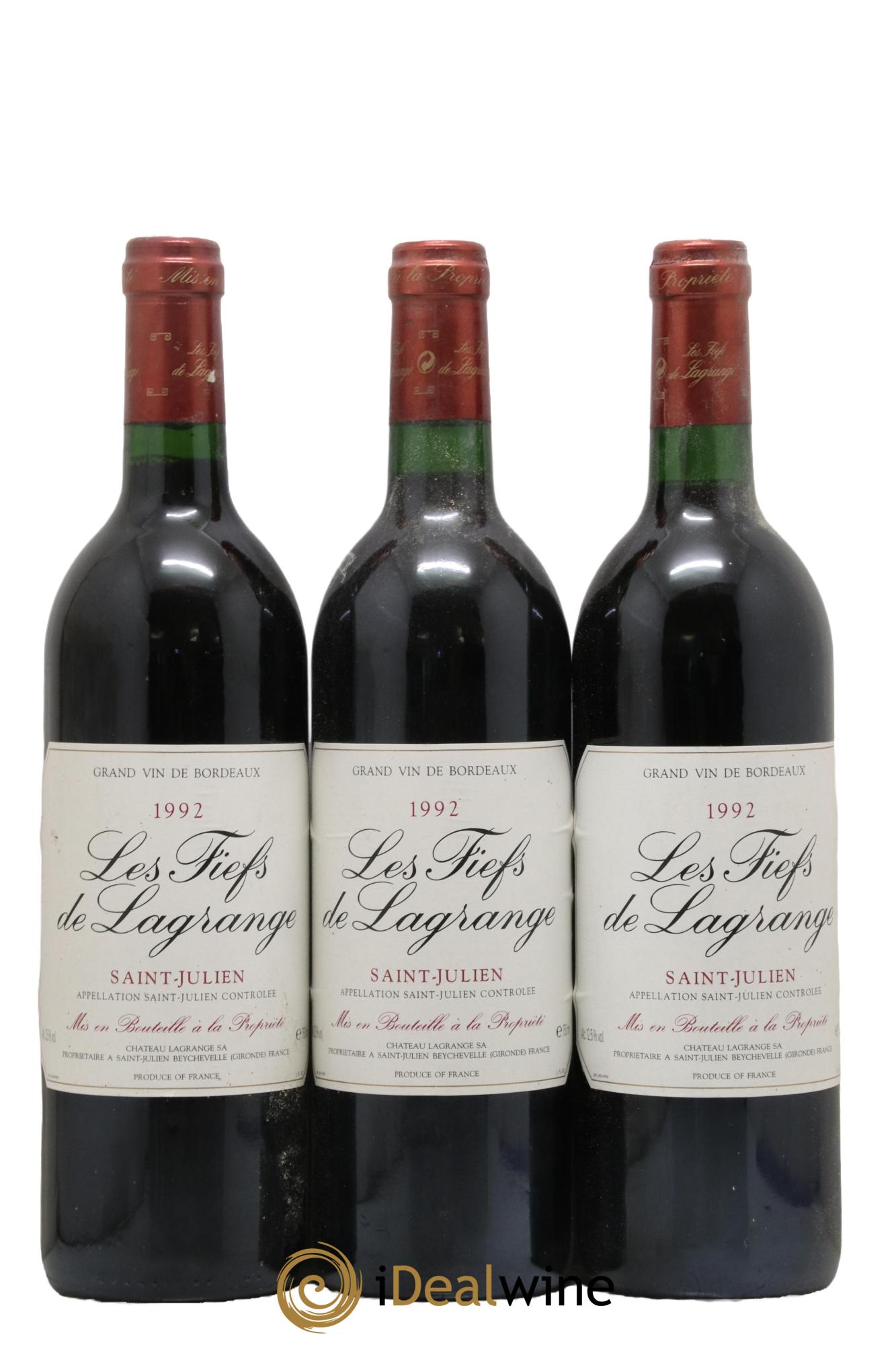 Les Fiefs de Lagrange Second Vin 1992 - Lotto di 3 bottiglie - 0