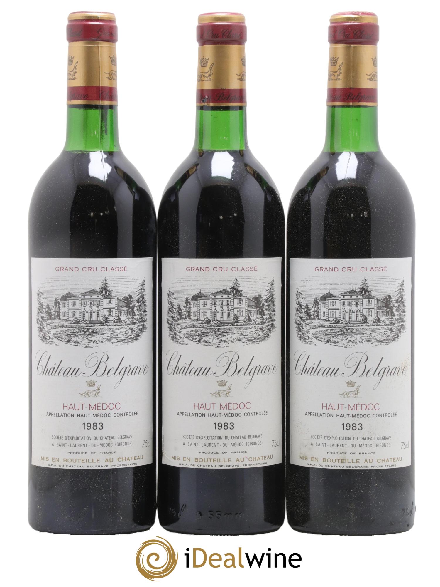 Château Belgrave 5ème Grand Cru Classé 1983 - Lot de 3 bouteilles - 0