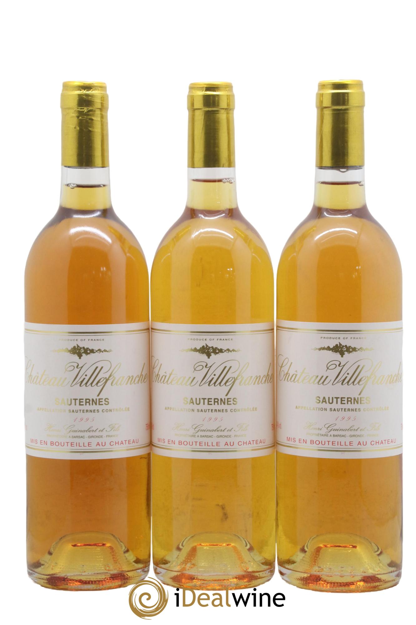 Sauternes Château Villefranche 1995 - Posten von 3 Flaschen - 0