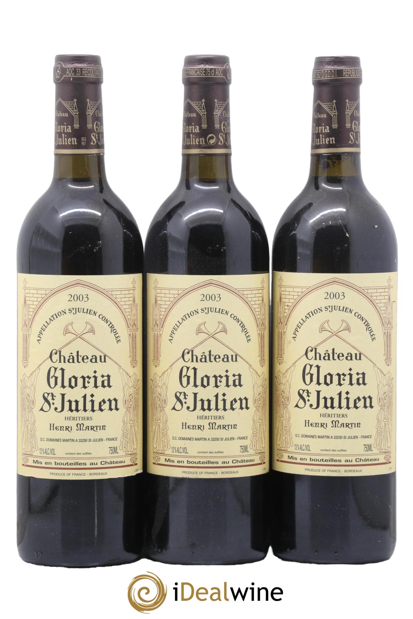 Château Gloria 2003 - Lot de 3 bouteilles - 0