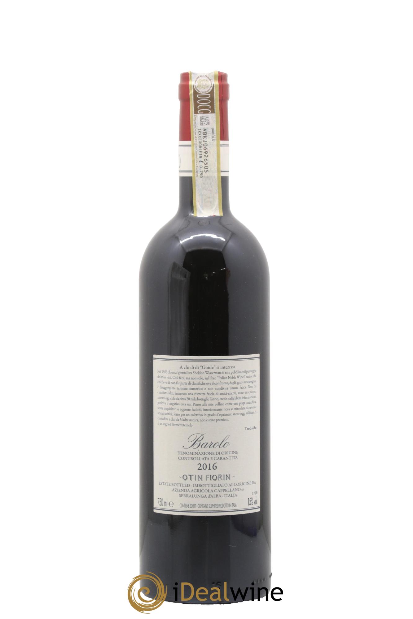 Barolo DOCG Pié Franco Cappellano 2016 - Lot de 1 bouteille - 1