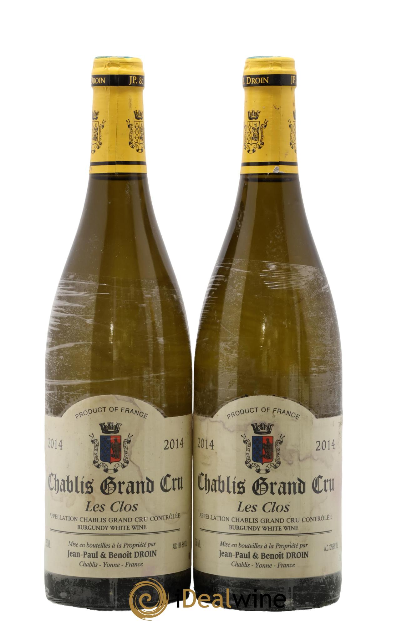 Chablis Grand Cru Les Clos Jean-Paul & Benoît Droin (Domaine) 2014 - Lot of 2 bottles - 0