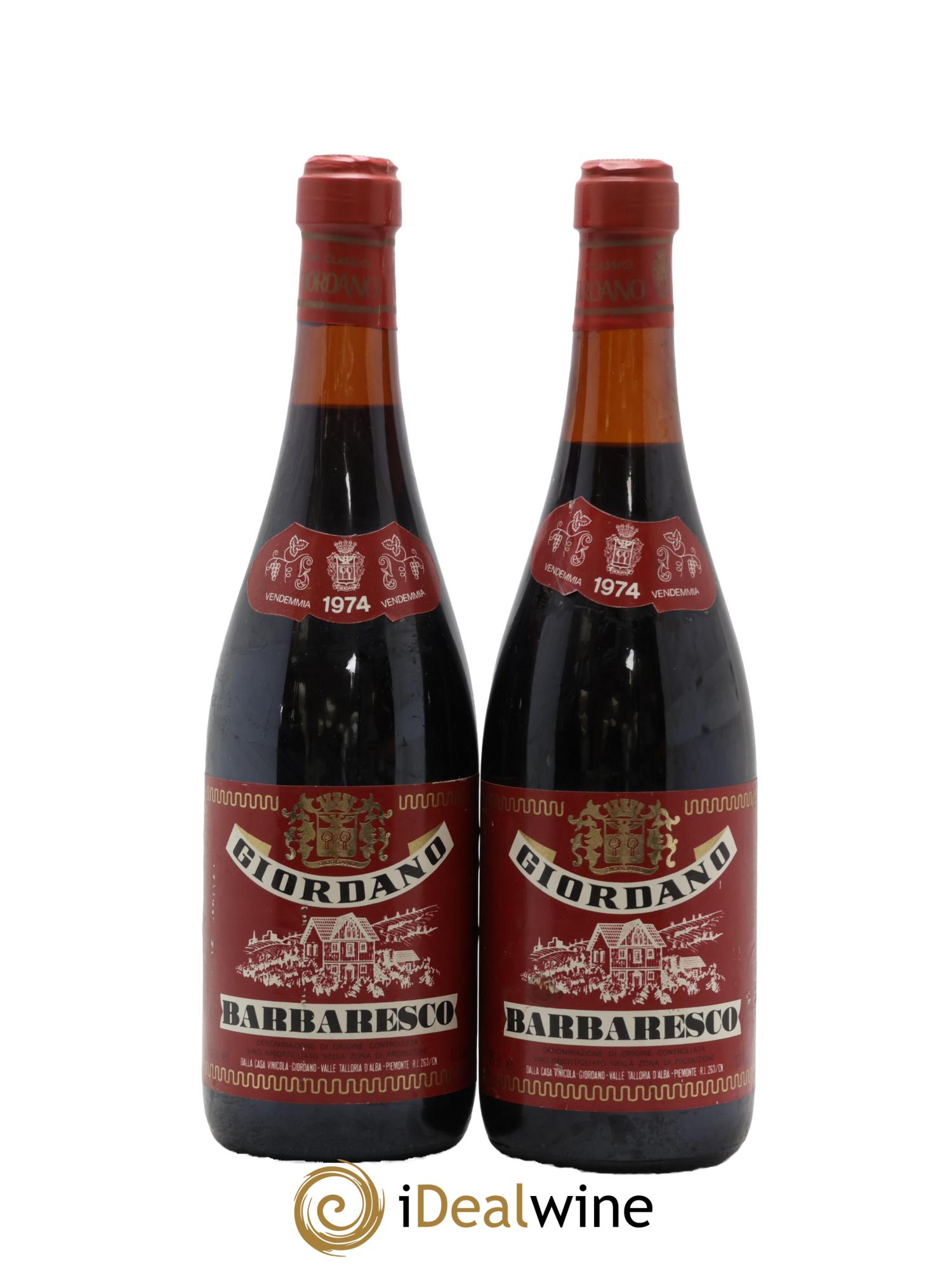 Barbaresco DOCG Giordano 1974 - Lot de 2 bouteilles - 0