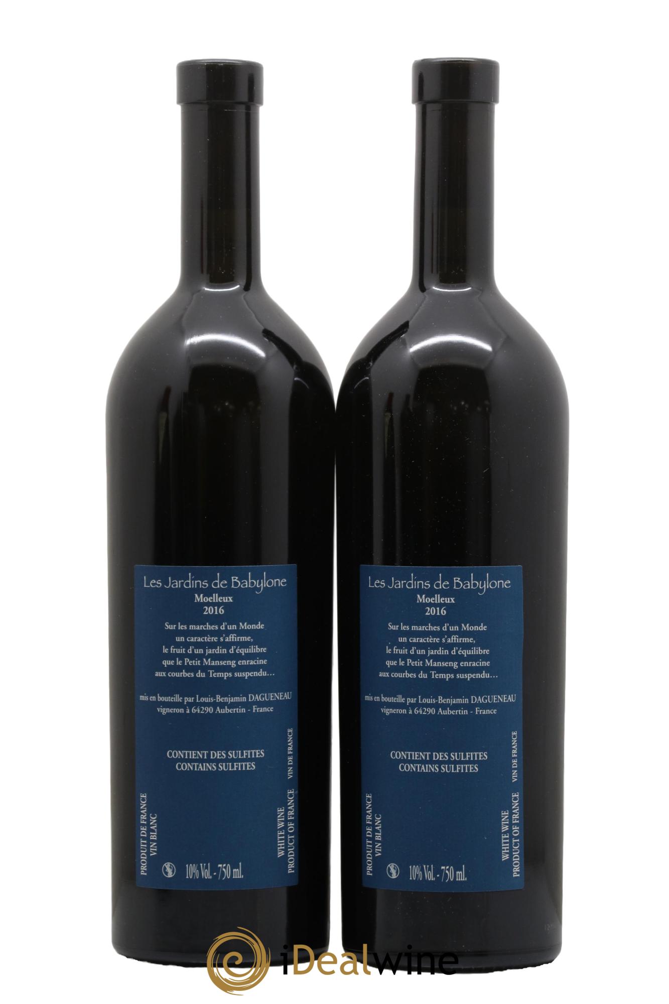 Vin de France (anciennement Jurançon) Jardins de Babylone Didier Dagueneau 2016 - Lot of 2 bottles - 1