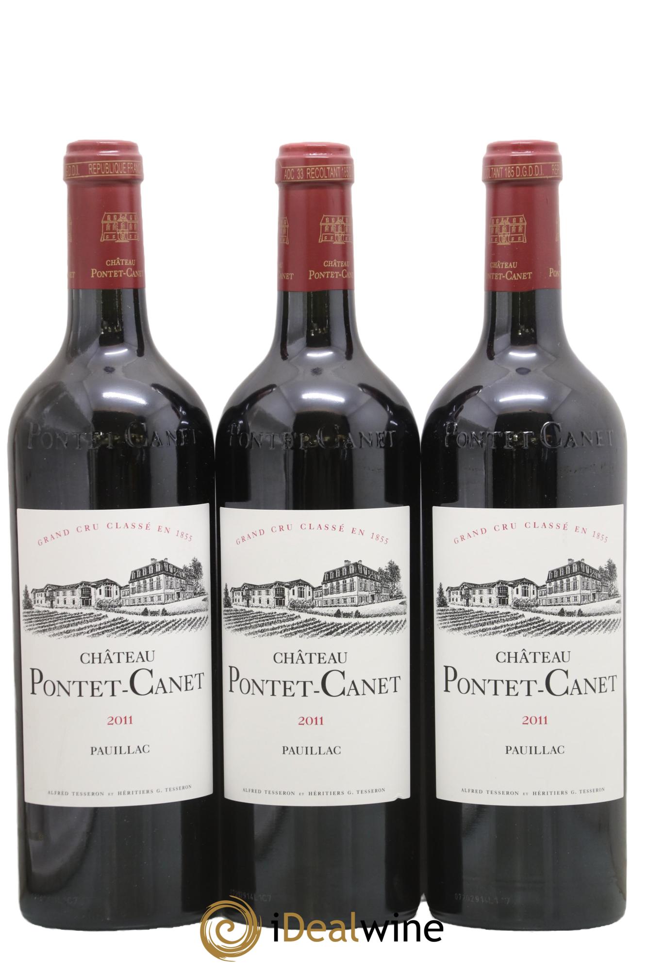 Château Pontet Canet 5ème Grand Cru Classé 2011 - Lot de 3 bouteilles - 0