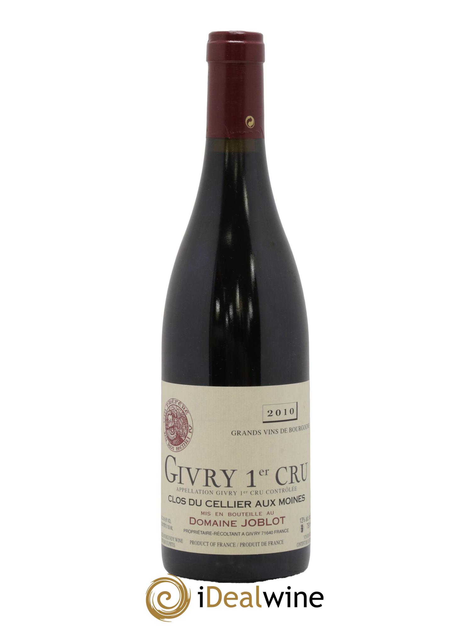 Givry 1er Cru Clos du Cellier aux Moines Joblot (Domaine) 2010 - Lot de 1 bouteille - 0