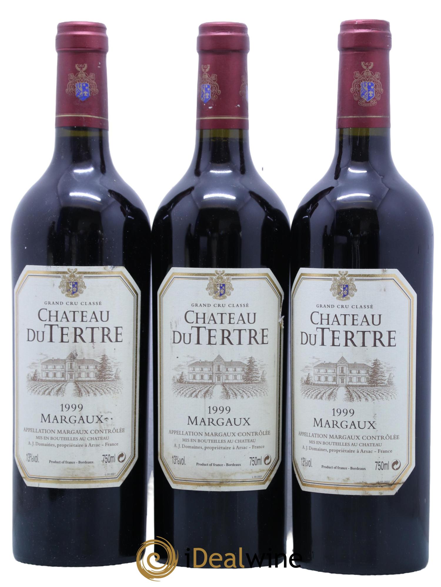 Château du Tertre 5ème Grand Cru Classé 1999 - Lot de 3 bouteilles - 0