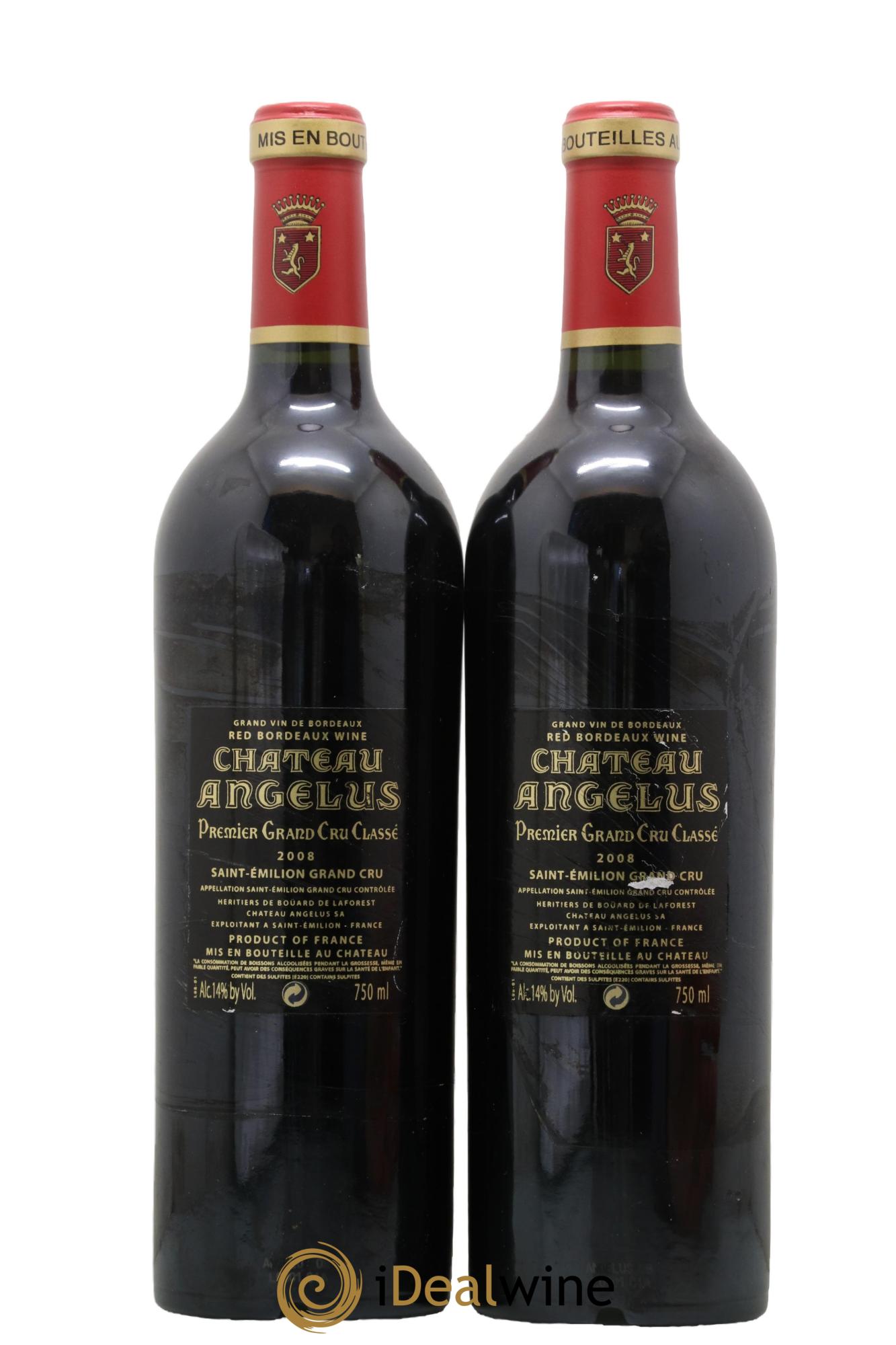 Château Angélus 1er Grand Cru Classé A 2008 - Lot de 2 bouteilles - 1