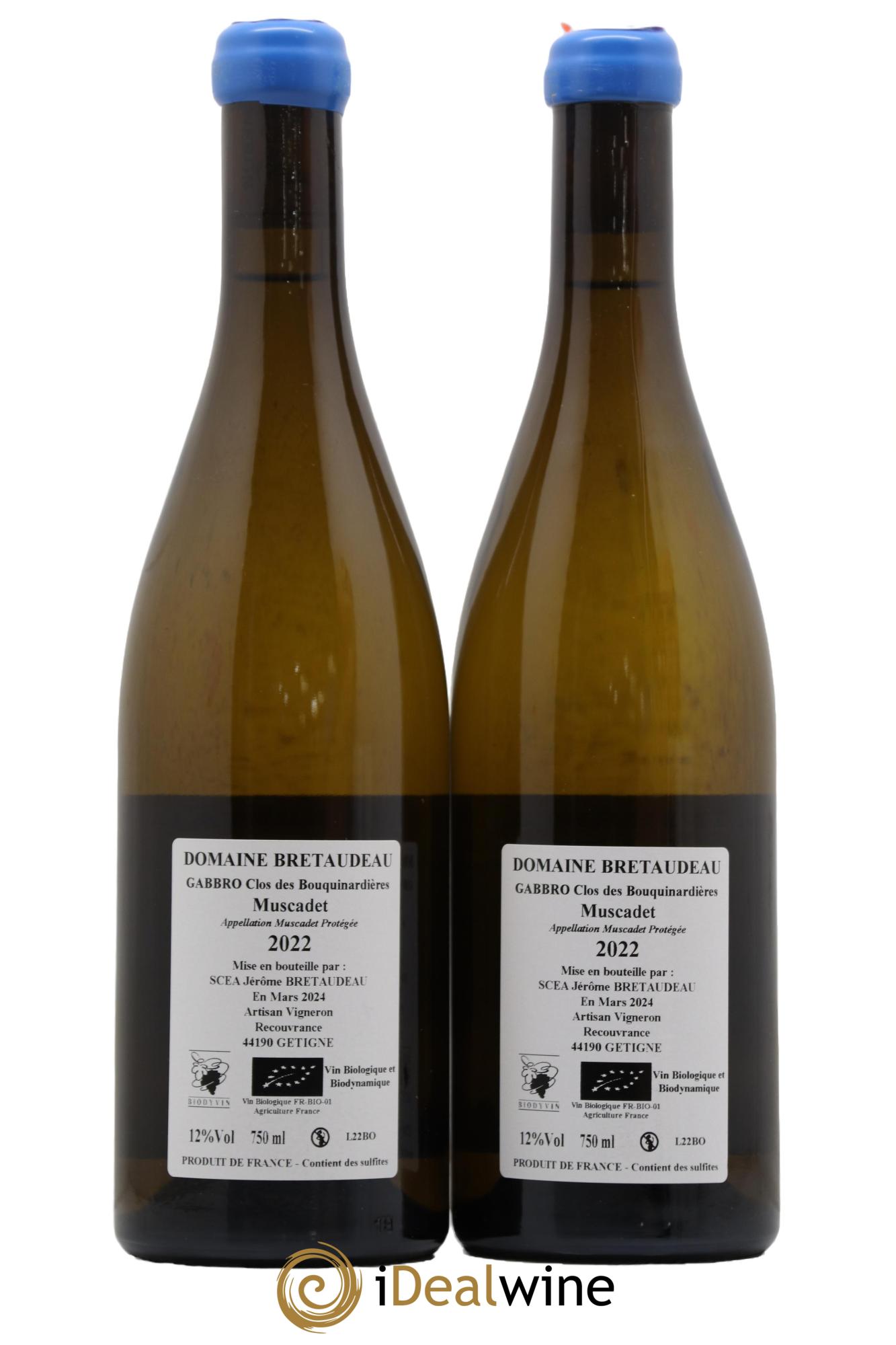 Muscadet-Sèvre-et-Maine Gabbro Clos des Bouquinardières Jérôme Bretaudeau - Domaine de Bellevue 2022 - Lot de 2 bouteilles - 1