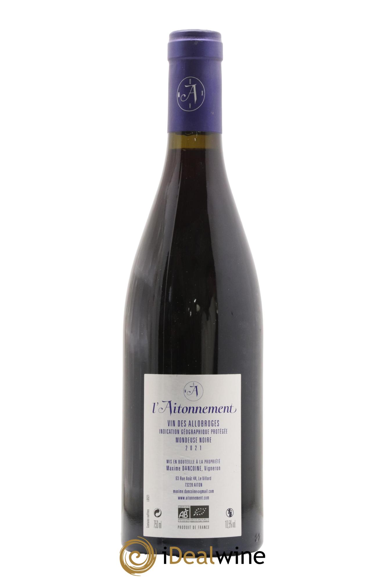 Vin des Allobroges Dark Side L'Aitonnement - Maxime Dancoine 2021 - Lot de 1 bouteille - 1
