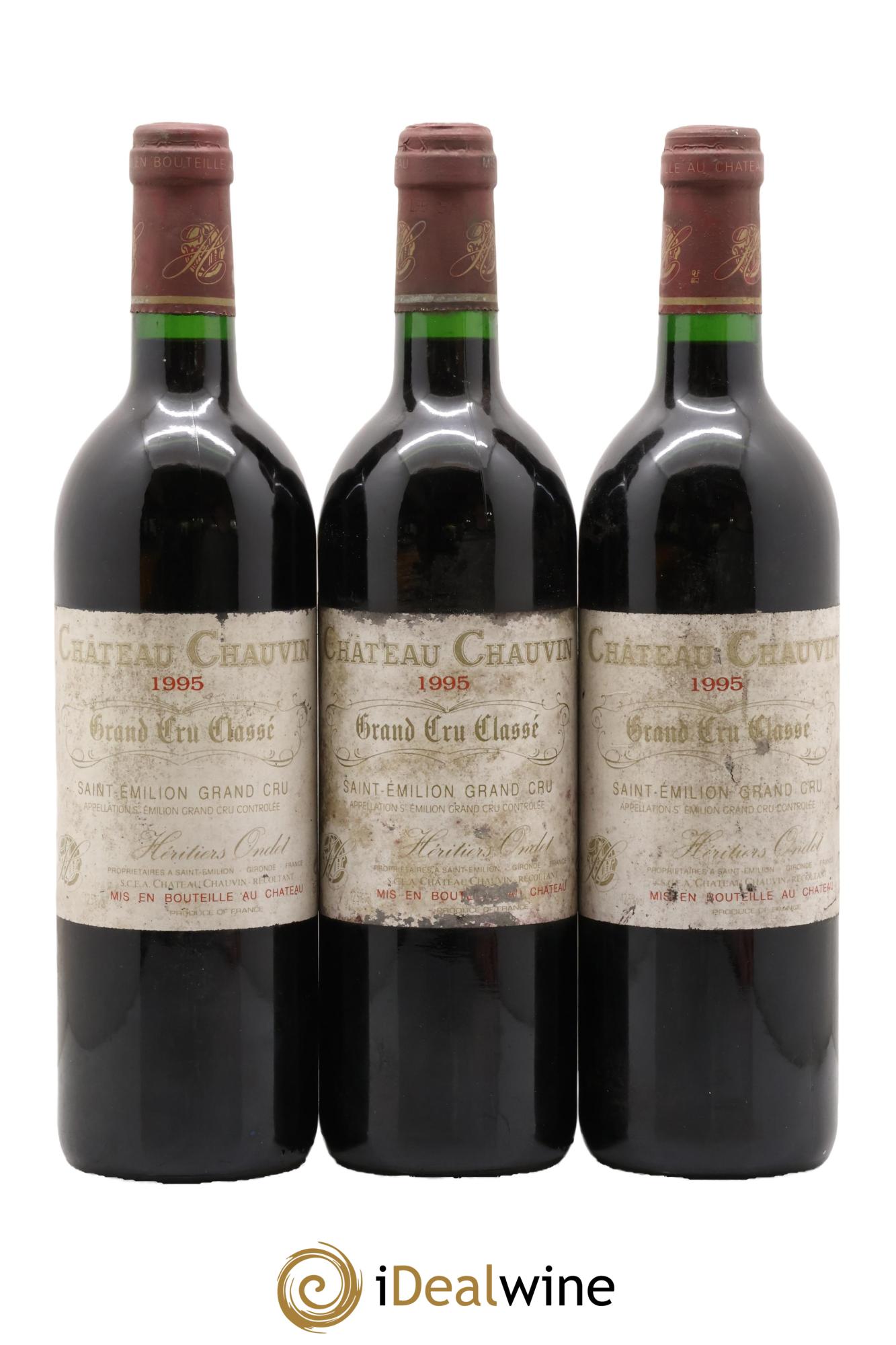 Château Chauvin Grand Cru Classé 1995 - Posten von 3 Flaschen - 0