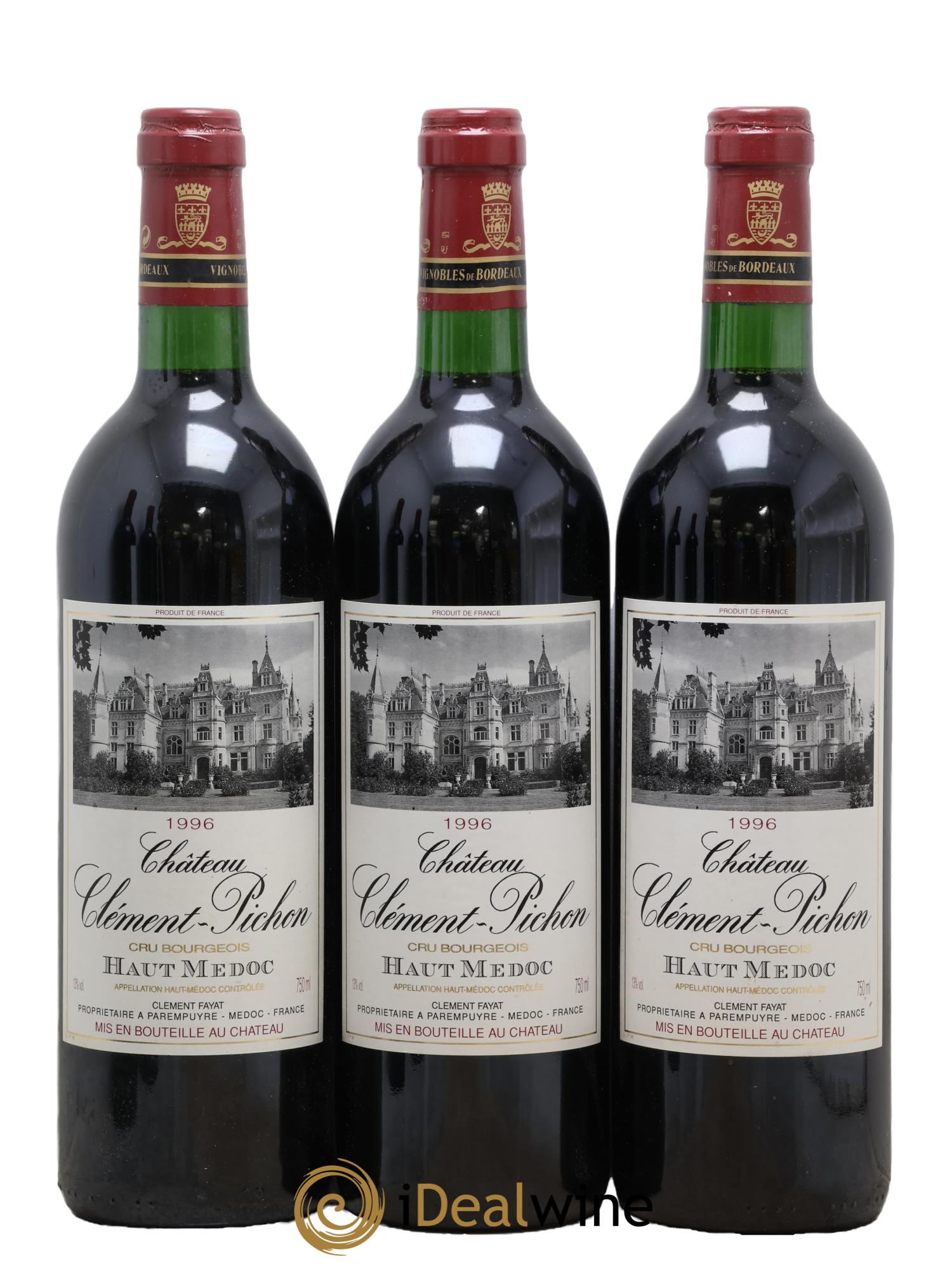 Château Clément-Pichon Cru Bourgeois 1996 - Lot de 3 bouteilles - 0
