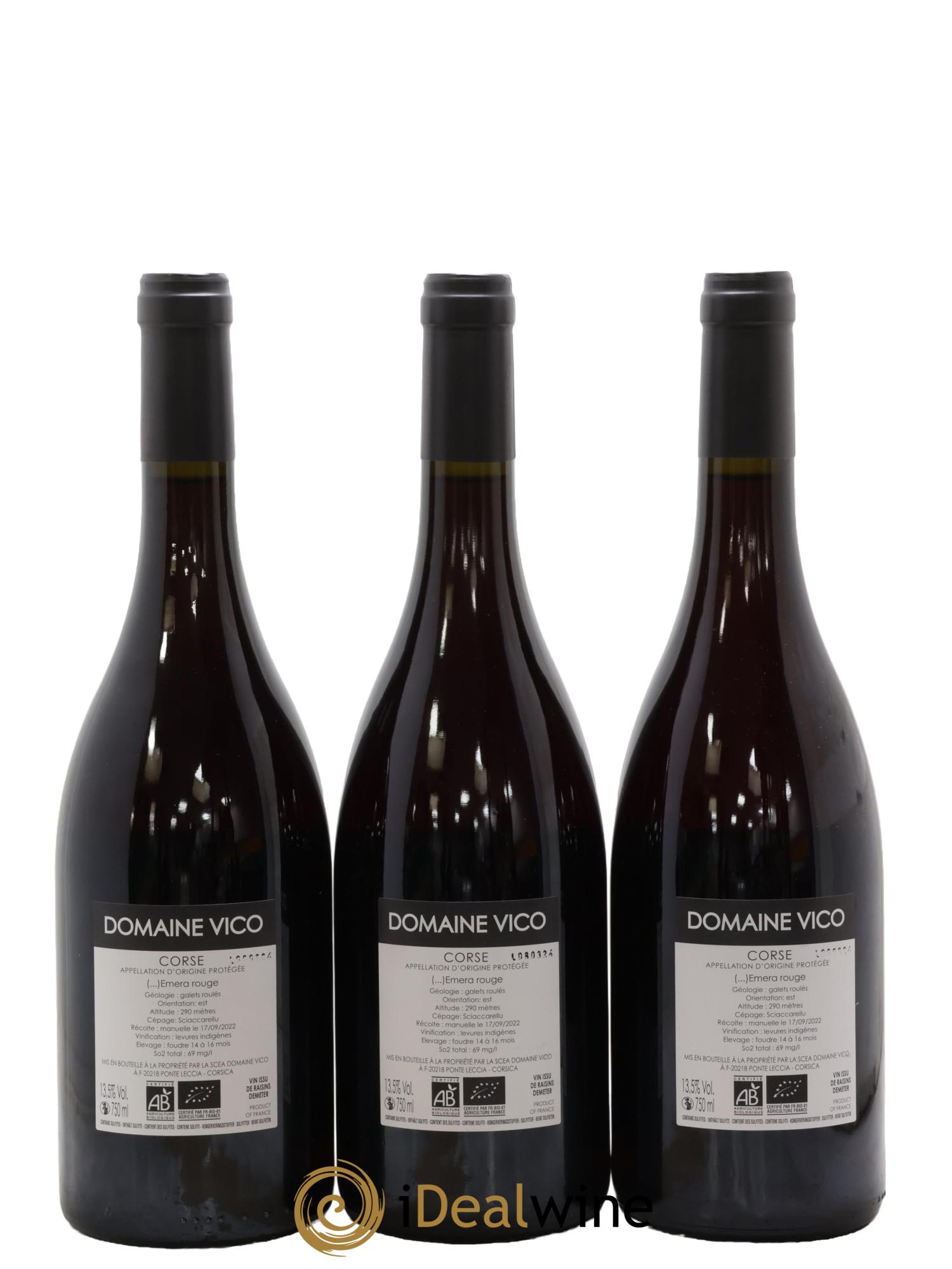 Vin de Corse IGP Ile de Beauté Emera domaine Vico 2022 - Lot de 3 bouteilles - 1