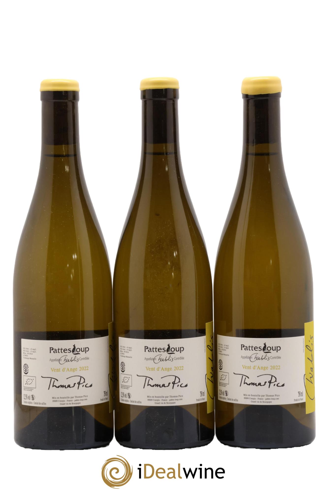 Chablis Vent d'Ange Pattes Loup (Domaine) 2022 - Lot of 3 bottles - 1