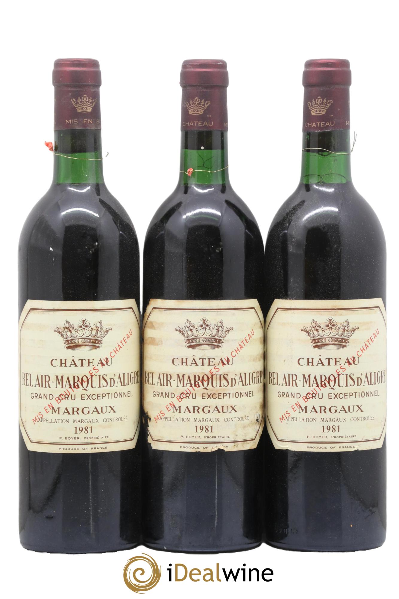 Château Bel Air Marquis d'Aligre 1981 - Lot de 3 bouteilles - 0