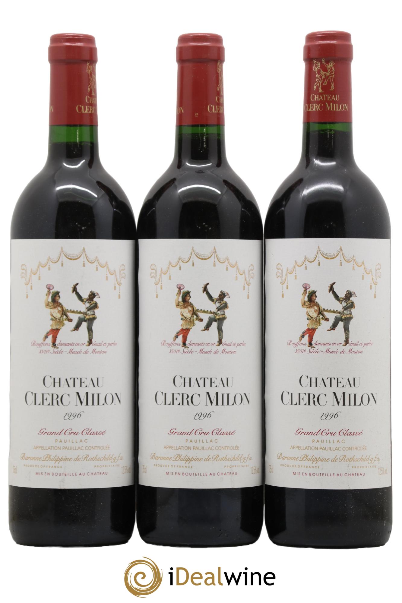 Château Clerc Milon 5ème Grand Cru Classé 1996 - Lot de 3 bouteilles - 0