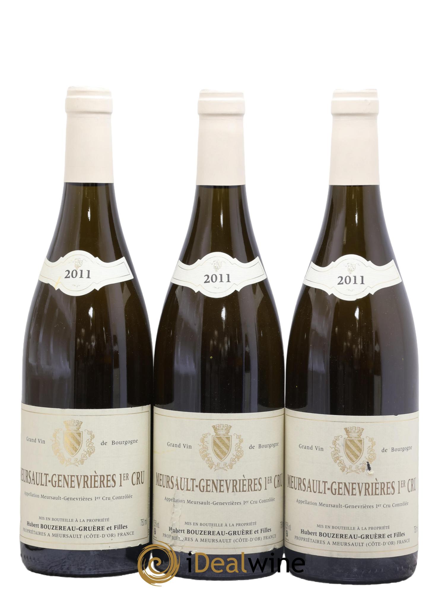 Meursault 1er Cru Les Genévrières Hubert Bouzereau Gruere et Filles 2011 - Lot de 3 bouteilles - 0