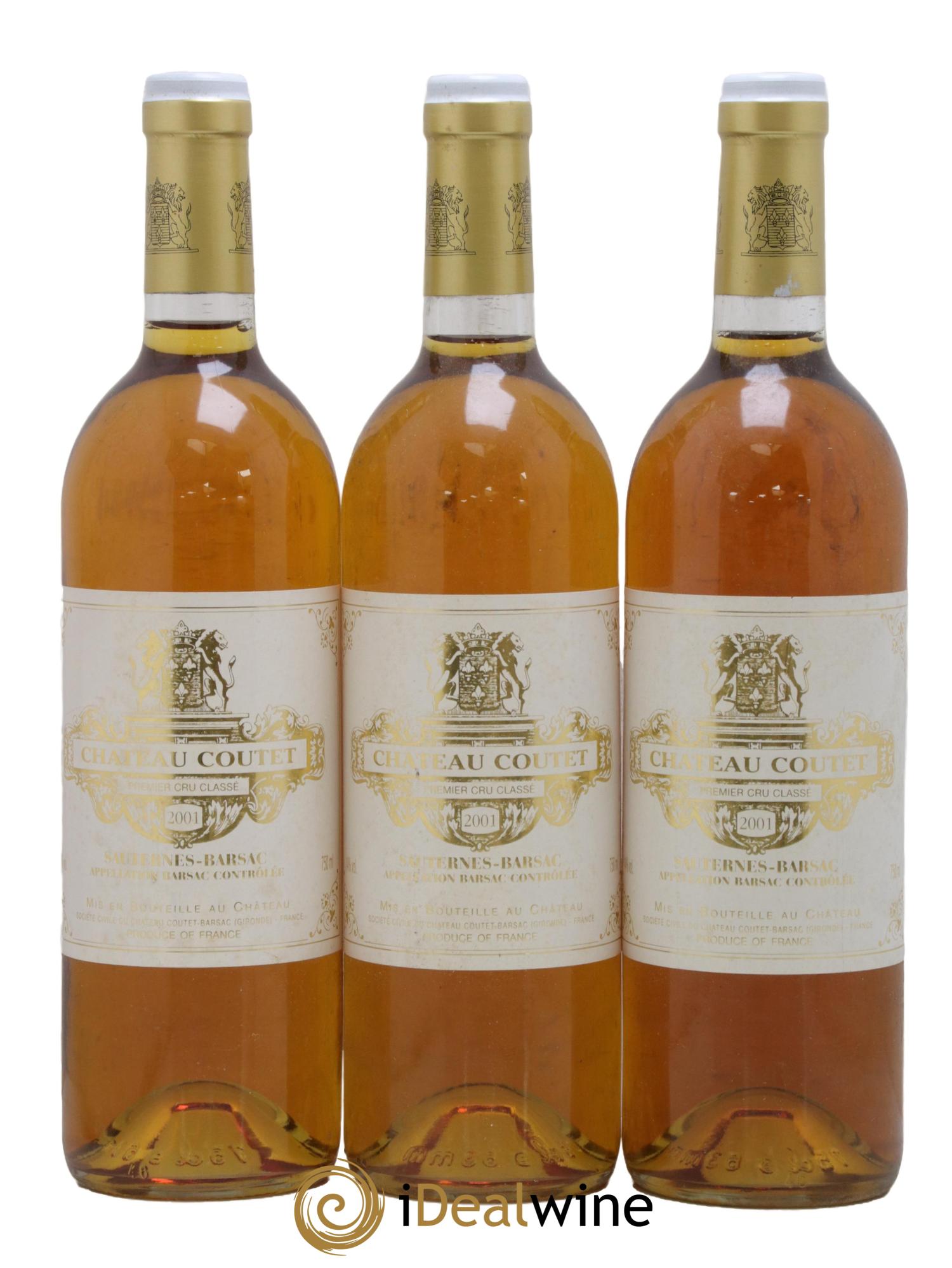 Château Coutet 1er Grand Cru Classé 2001 - Lotto di 3 bottiglie - 0