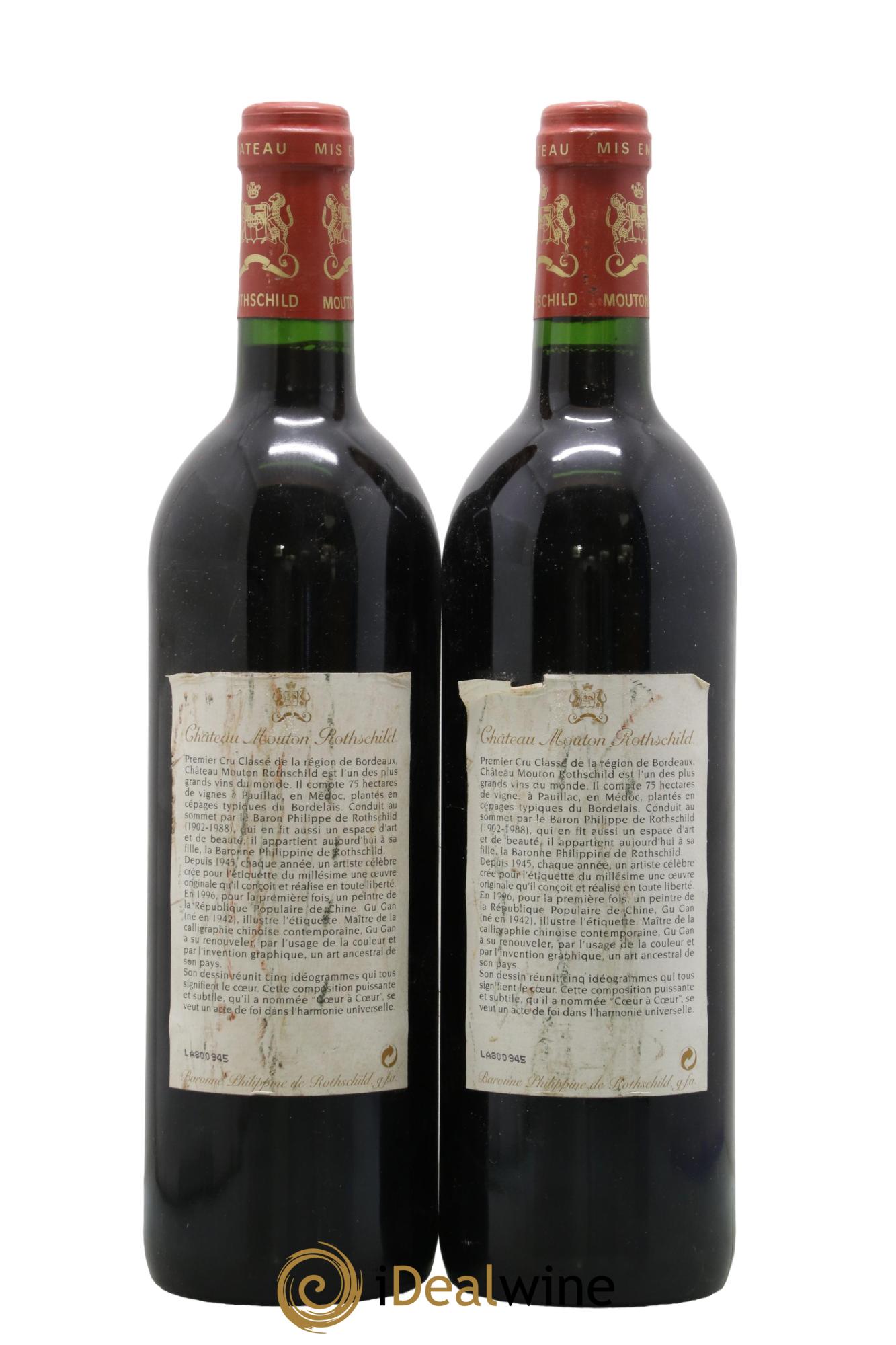 Château Mouton Rothschild 1er Grand Cru Classé 1996 - Lot de 2 bouteilles - 1