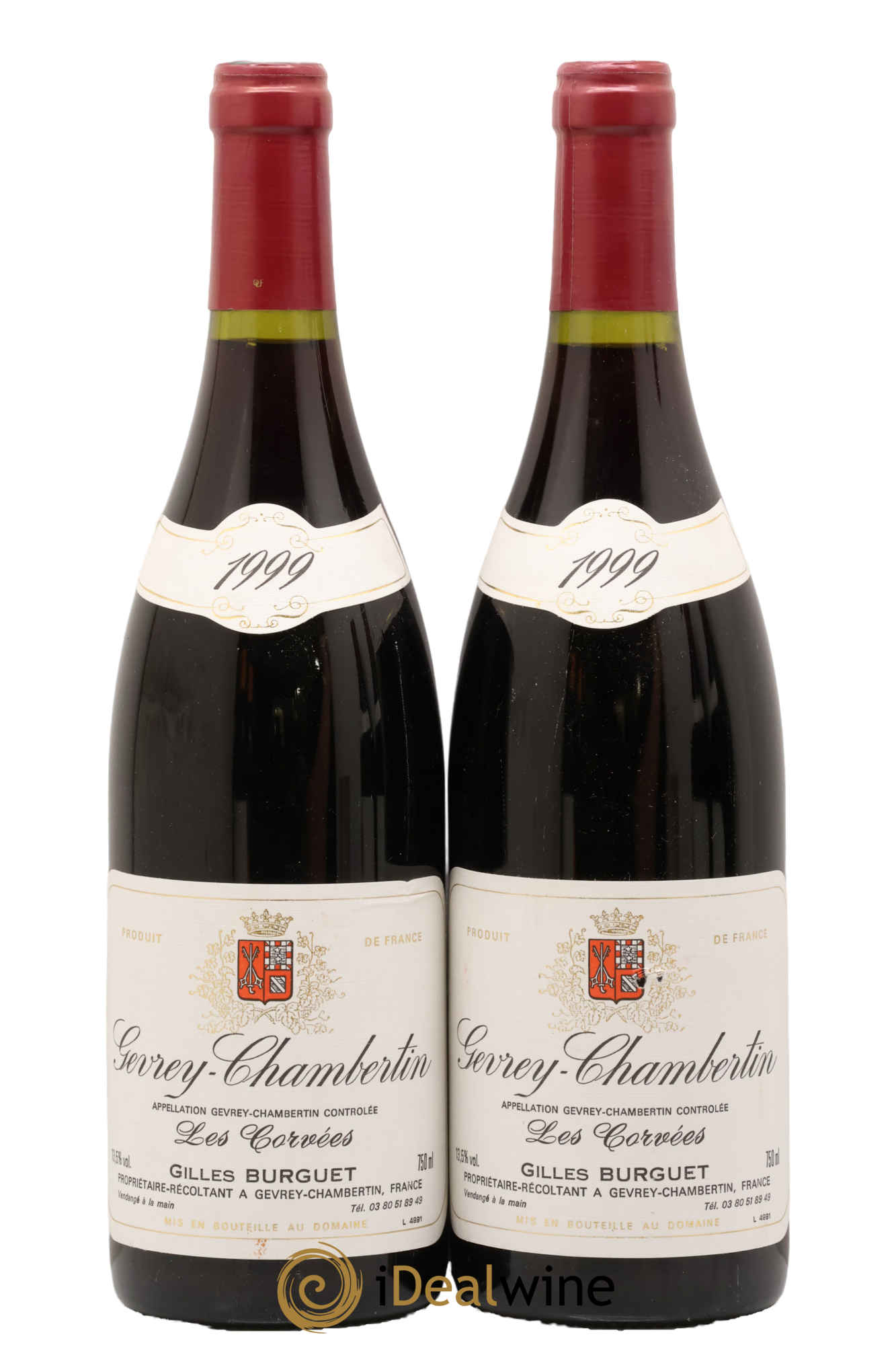 Gevrey-Chambertin Les Corvees Gilles Burguet 1999 - Lot of 2 bottles - 0