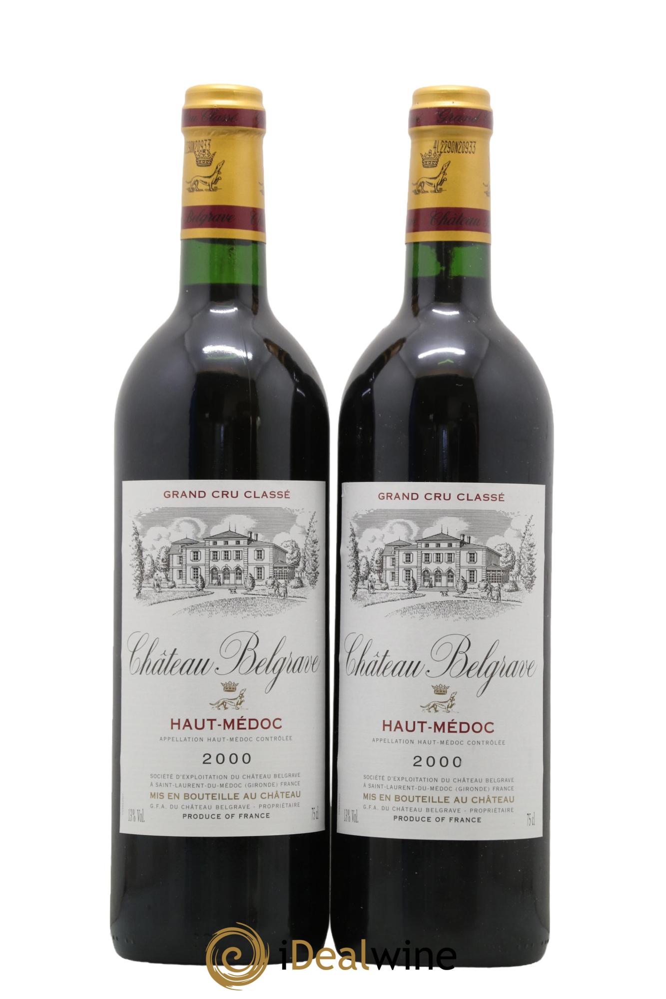 Château Belgrave 5ème Grand Cru Classé 2000 - Lot de 2 bouteilles - 0