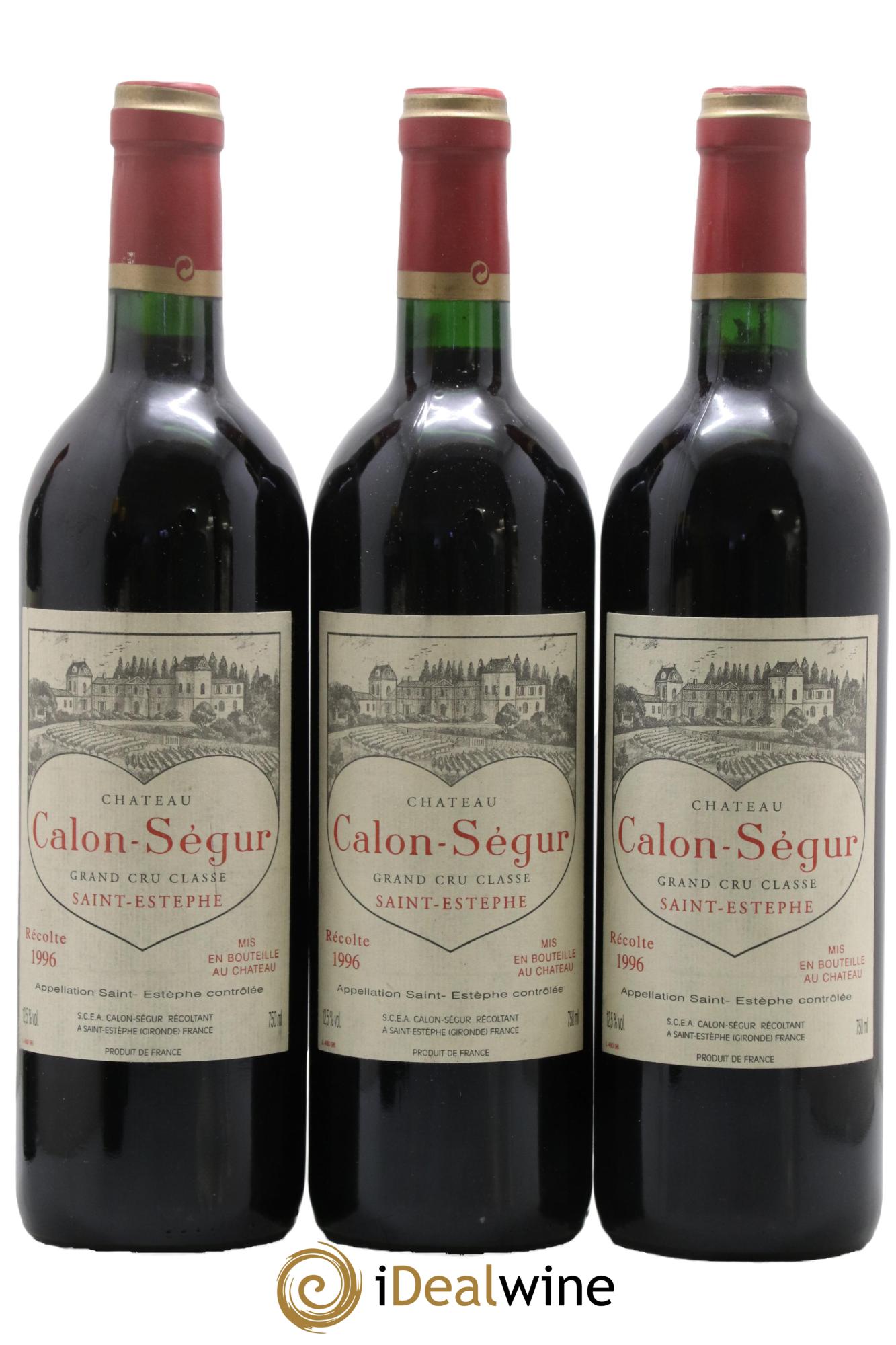 Château Calon Ségur 3ème Grand Cru Classé 1996 - Lot de 3 bouteilles - 0