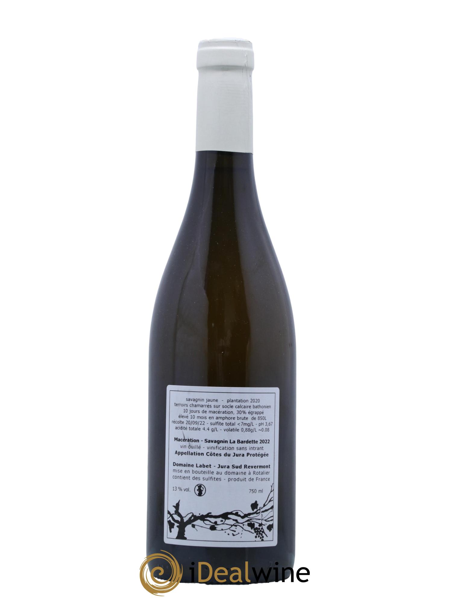 Côtes du Jura Savagnin Maceration La Bardette Domaine Labet 2022 - Lot de 1 bouteille - 1