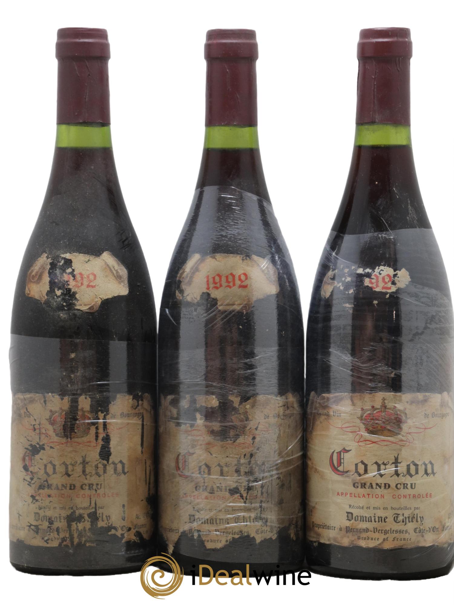 Corton Grand Cru Domaine Thiely 1992 - Lot de 3 bouteilles - 0