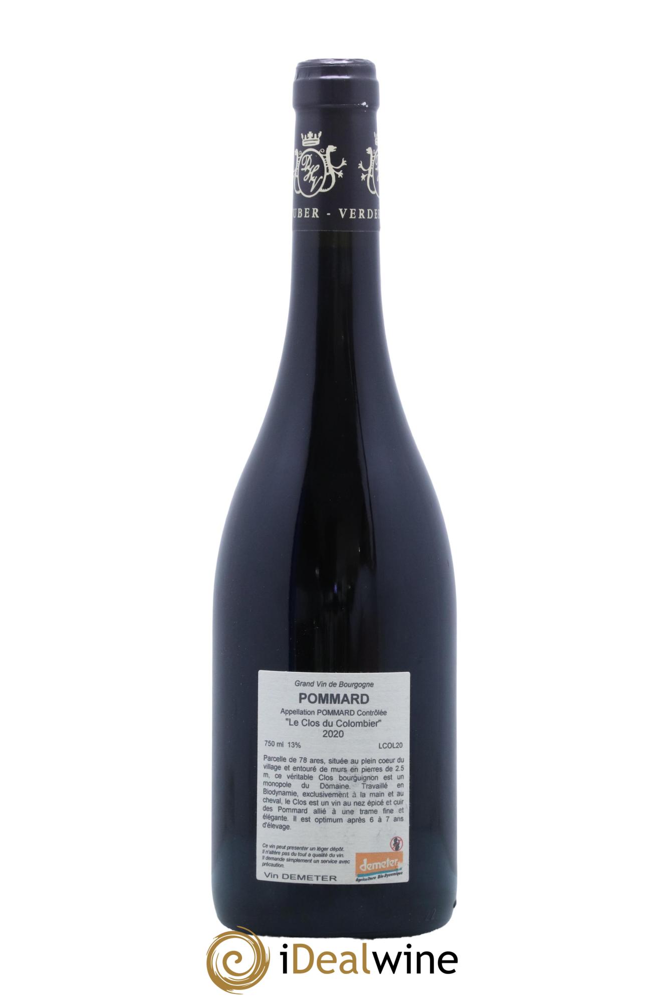 Pommard Clos du Colombier Domaine Huber Verdereau 2020 - Lot de 1 bouteille - 1