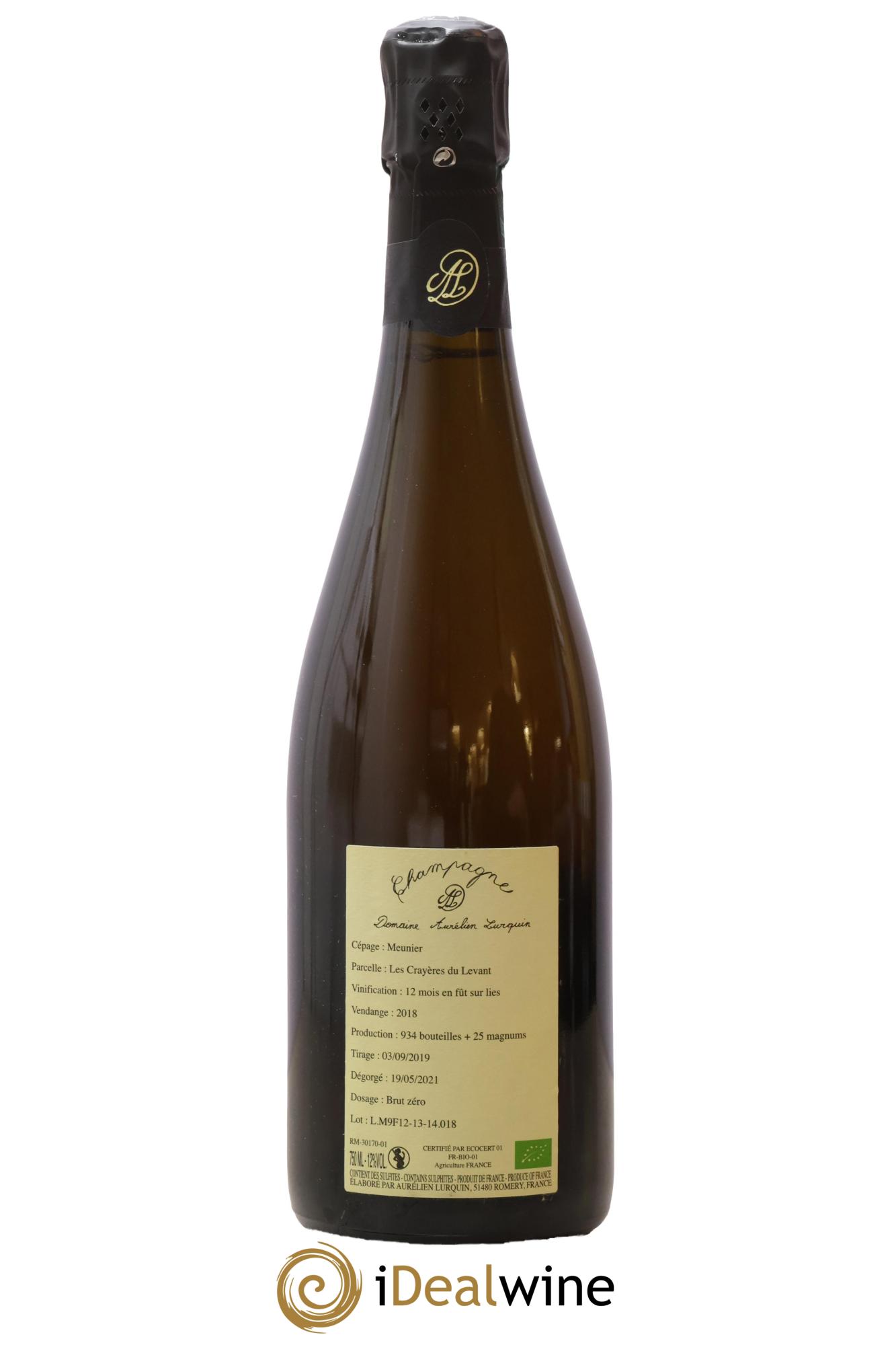 Meunier Les Crayères du Levant Aurélien Lurquin 2018 - Lot de 1 bouteille - 1