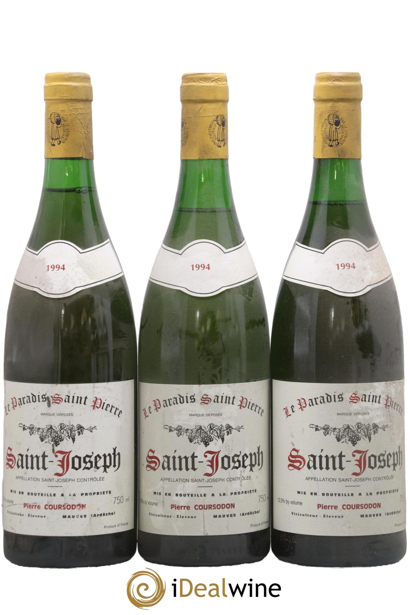 Saint-Joseph Le Paradis Saint-Pierre Pierre et Jérôme Coursodon 1994 - Lotto di 3 bottiglie - 0