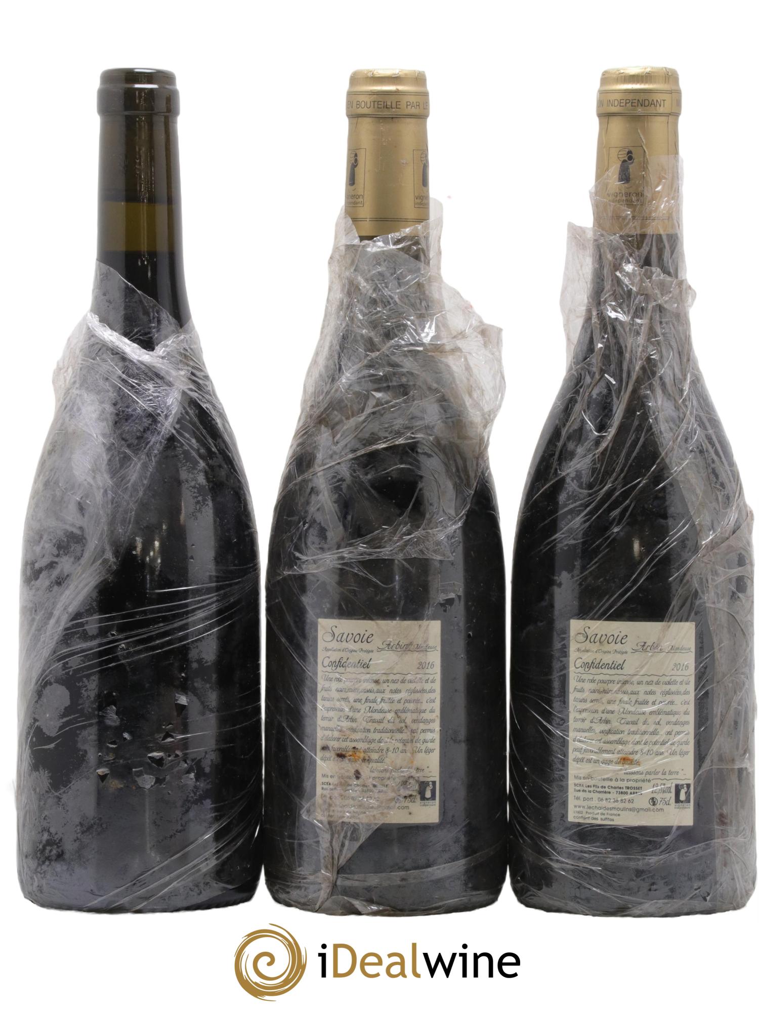 Vin de Savoie Arbin Mondeuse Confidentiel Trosset 2016 - Lot of 3 bottles - 1