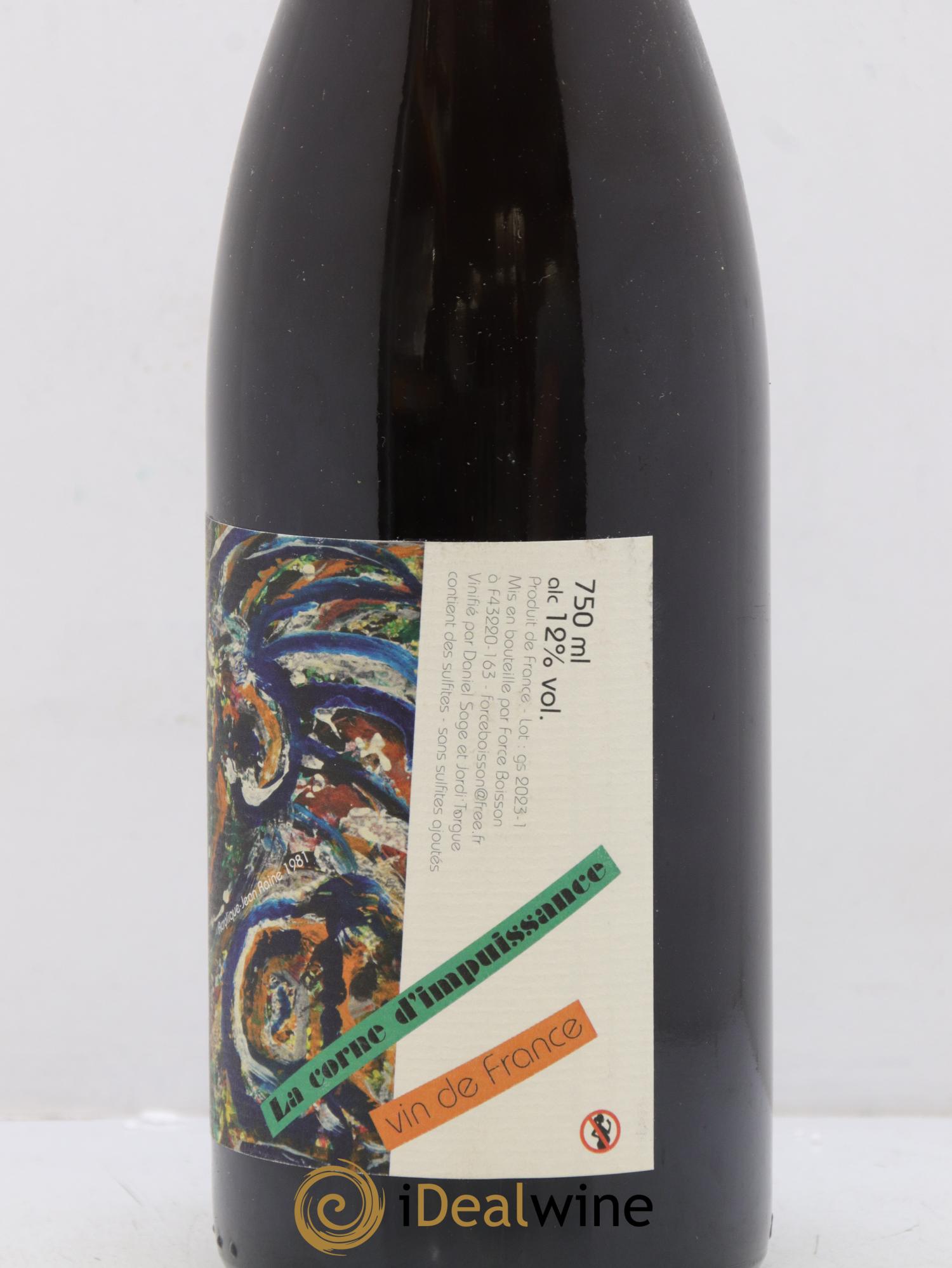 Vin de France La Corne d'Impuissance Daniel Sage 2022 - Lot de 1 bouteille - 1