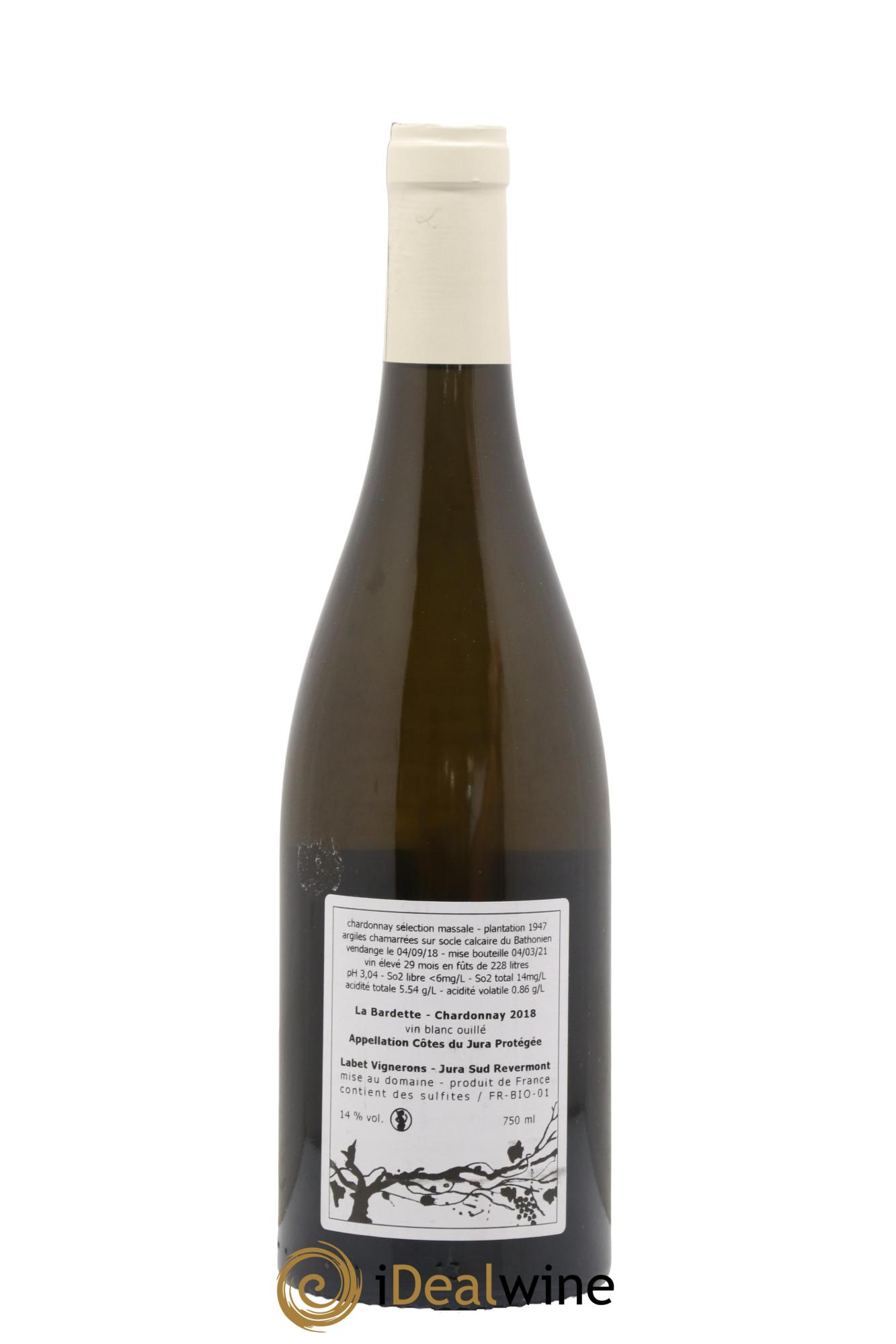 Côtes du Jura Chardonnay La Bardette Romain - Julien - Charline Labet 2018 - Lot de 1 bouteille - 1