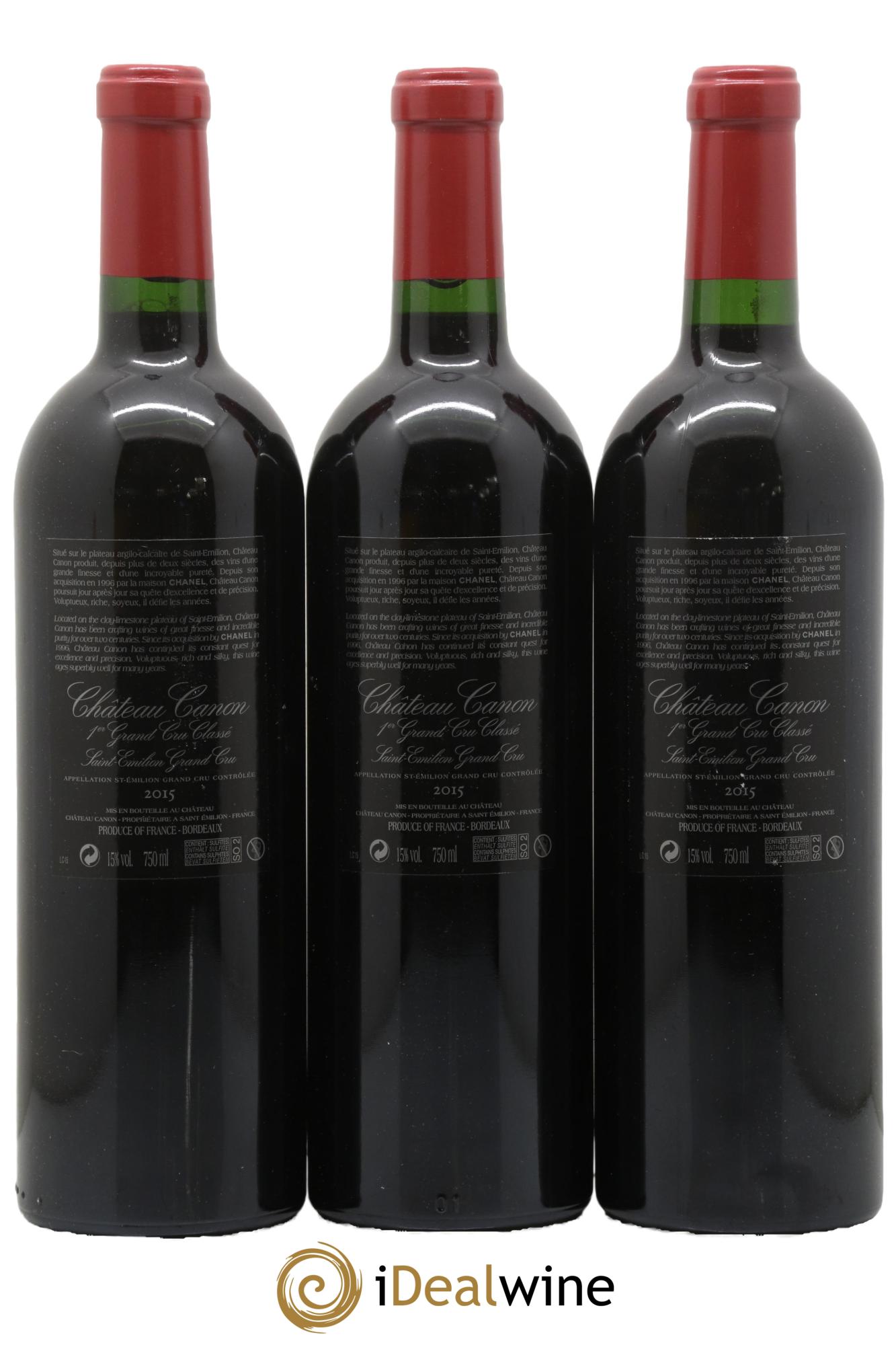 Château Canon 1er Grand Cru Classé B 2015 - Lot of 3 bottles - 1