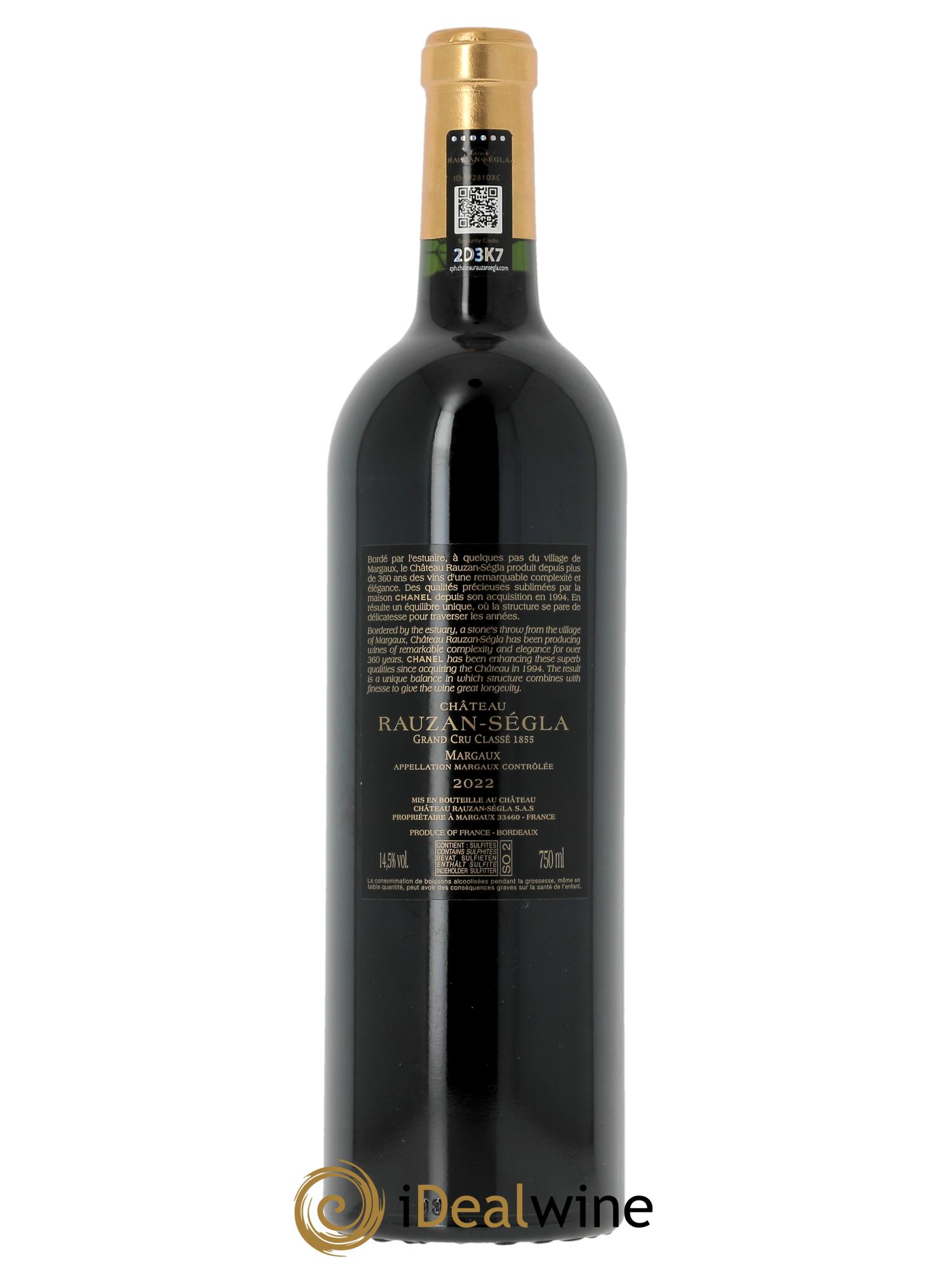 Château Rauzan Ségla Grand Cru Classé (Cassetta in legno a partire da 3 bt) 2022 - Lotto di 1 bottiglia - 1