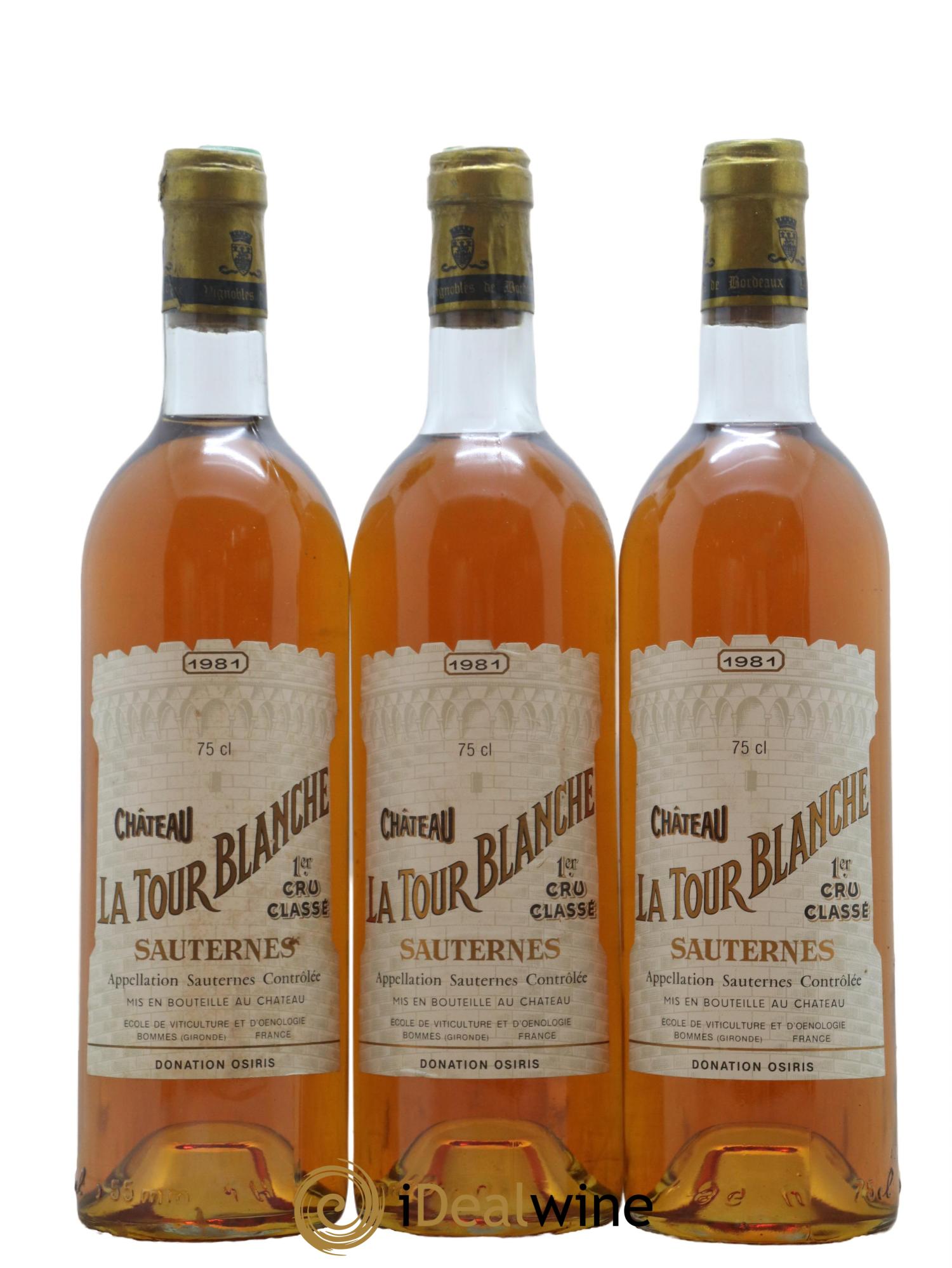 Château la Tour Blanche 1er Grand Cru Classé 1981 - Lotto di 3 bottiglie - 0