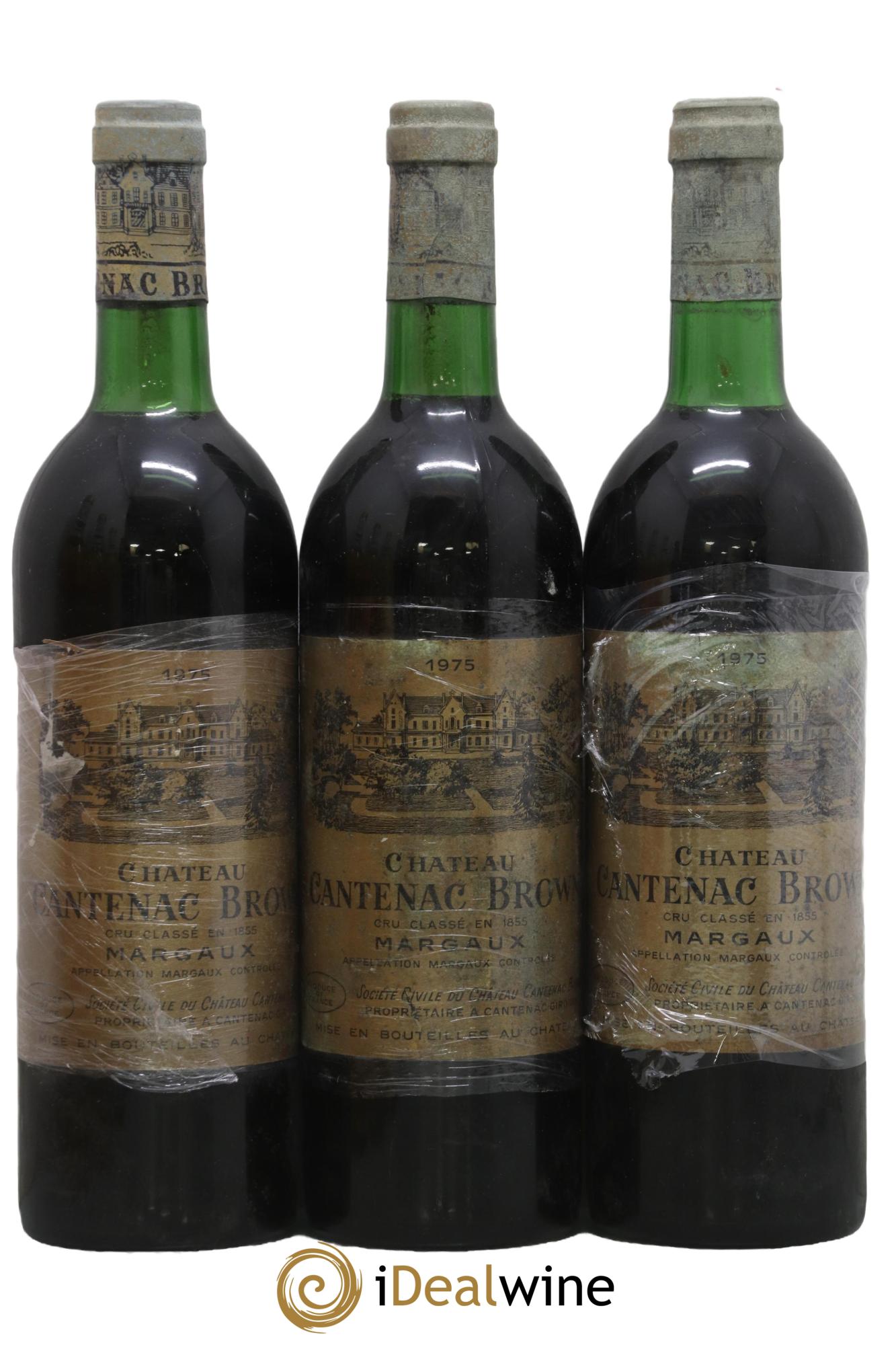 Château Cantenac Brown 3ème Grand Cru Classé 1975 - Lot de 3 bouteilles - 0
