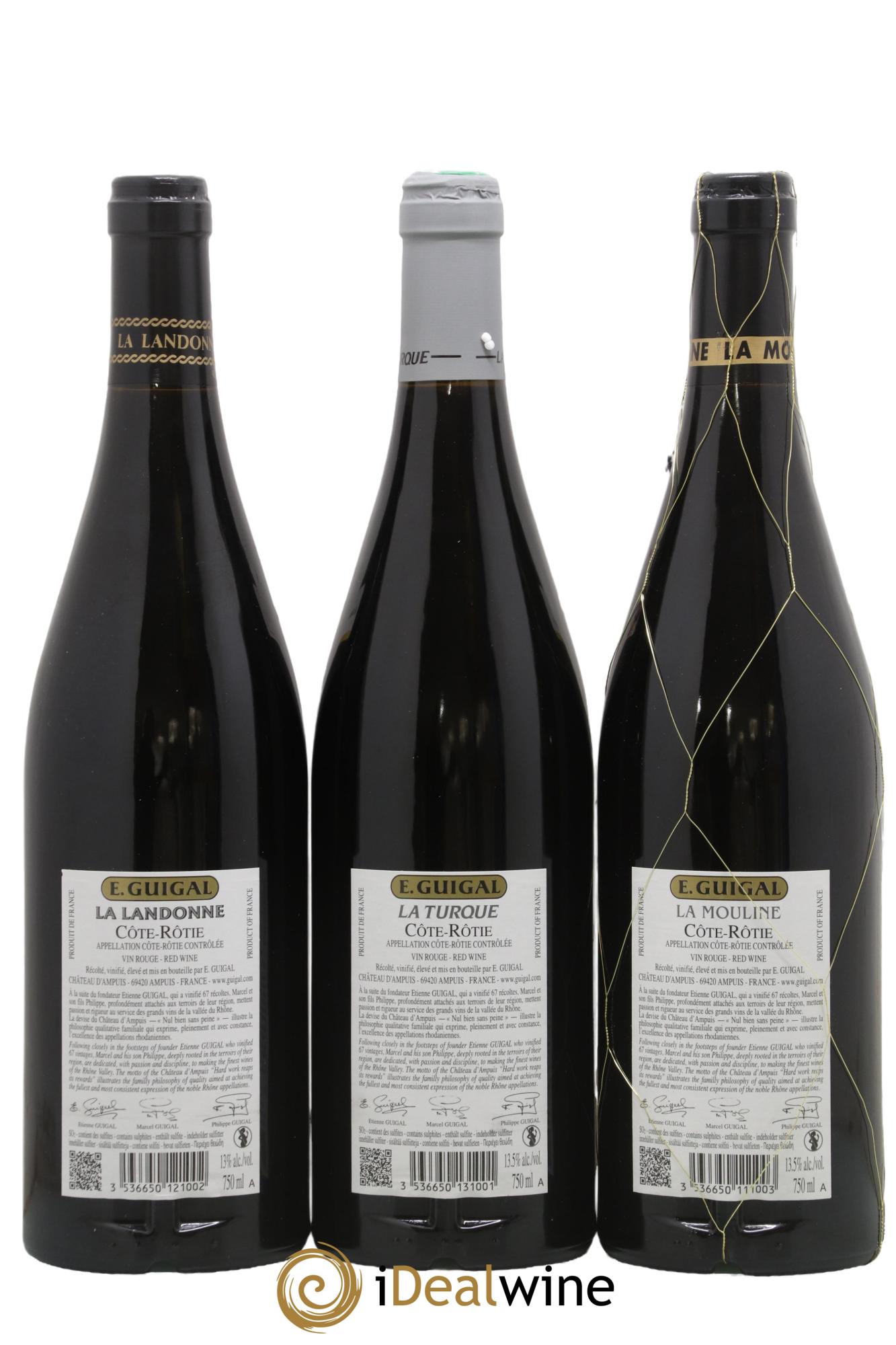 Côte-Rôtie Guigal Trilogie La Turque - La Landonne - La Mouline 2020 - Lot de 3 bouteilles - 1