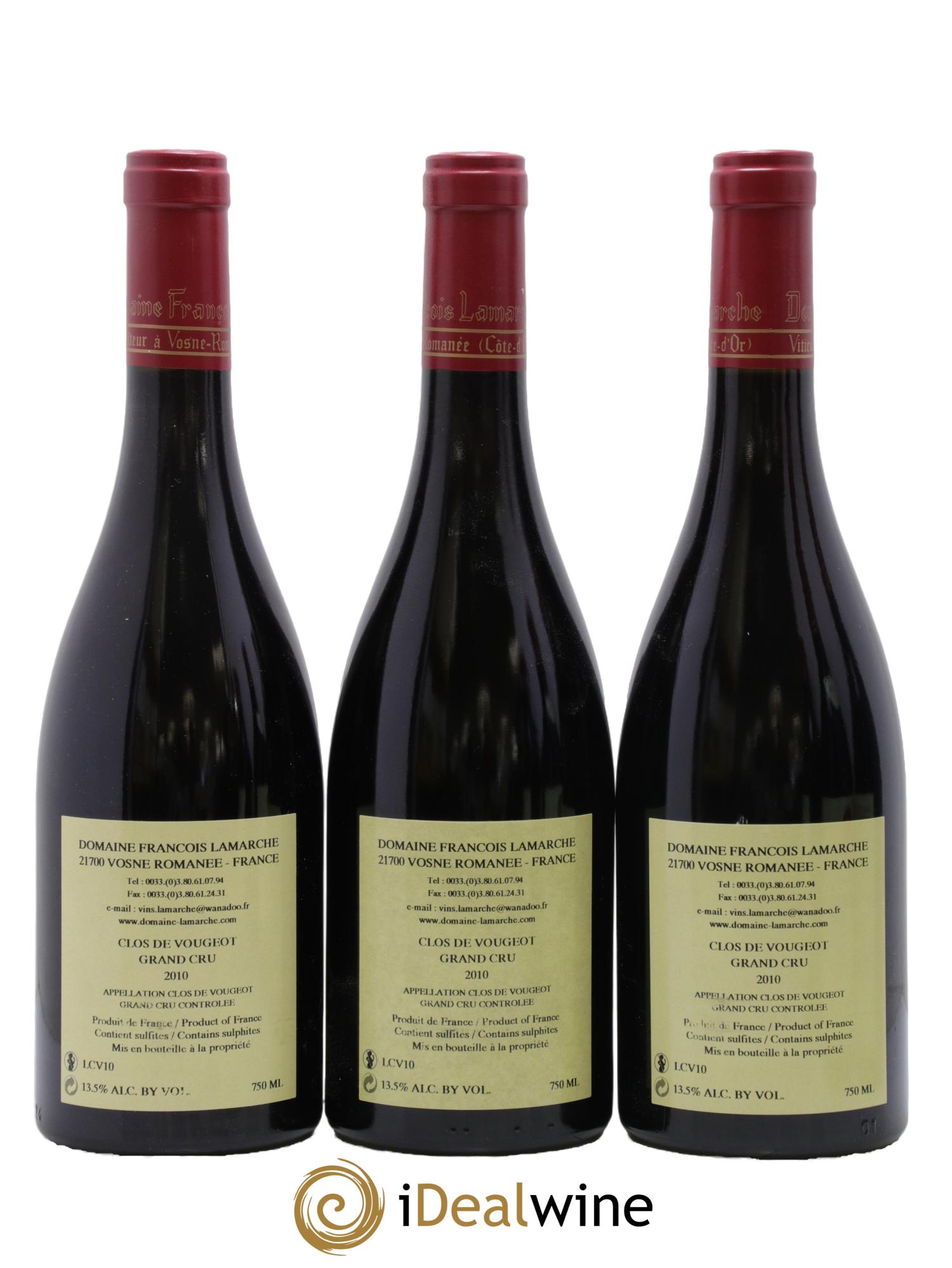 Clos de Vougeot Grand Cru Lamarche (Domaine) 2010 - Lot de 6 bouteilles - 4